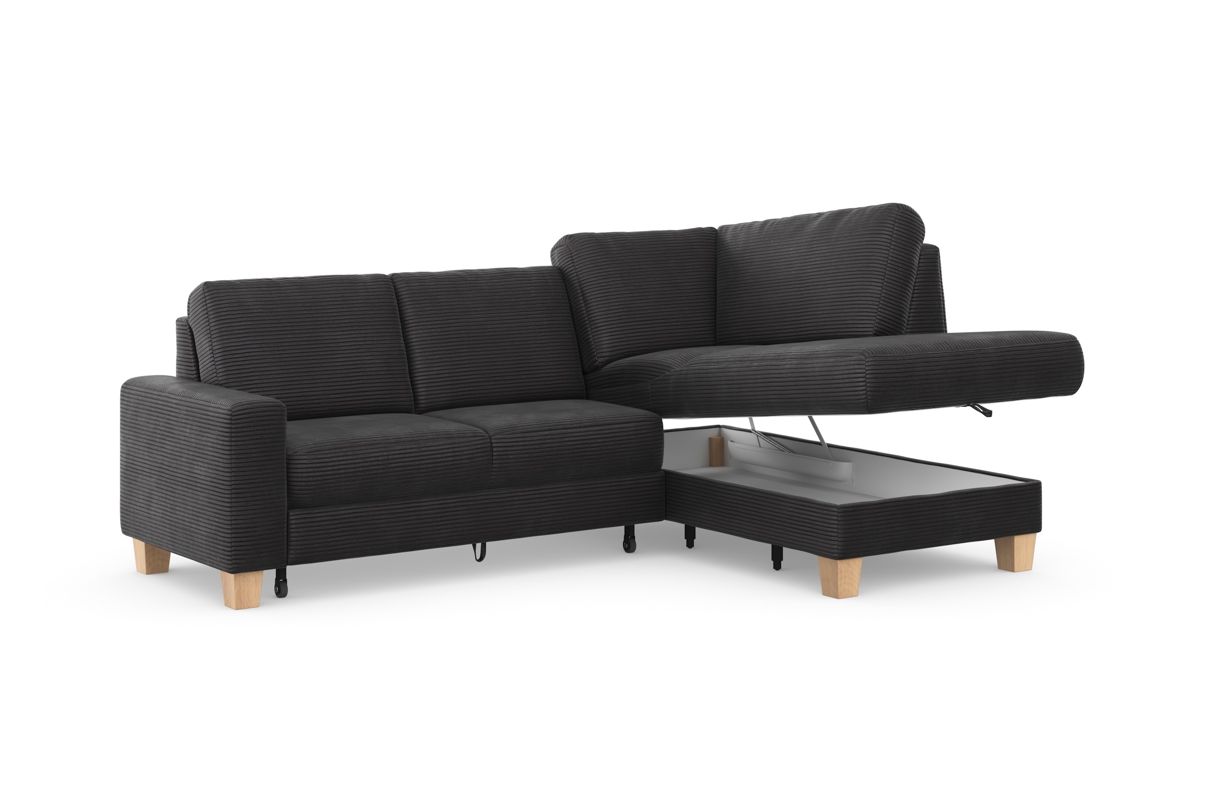 Home affaire Ecksofa »Summer L-Form«, mit Ottomane, wahlweise mit Bettfunktion und Bettkasten, Cord-Bezug