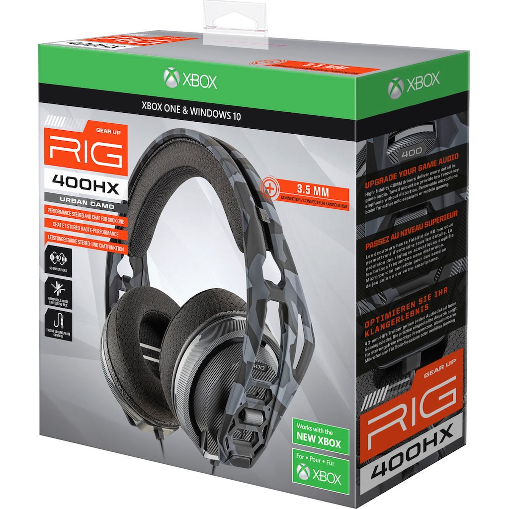 nacon Gaming-Headset »Nacon RIG 400HX Urban-Camo-schwarz, 3,5 mm Klinke«, Mikrofon abnehmbar