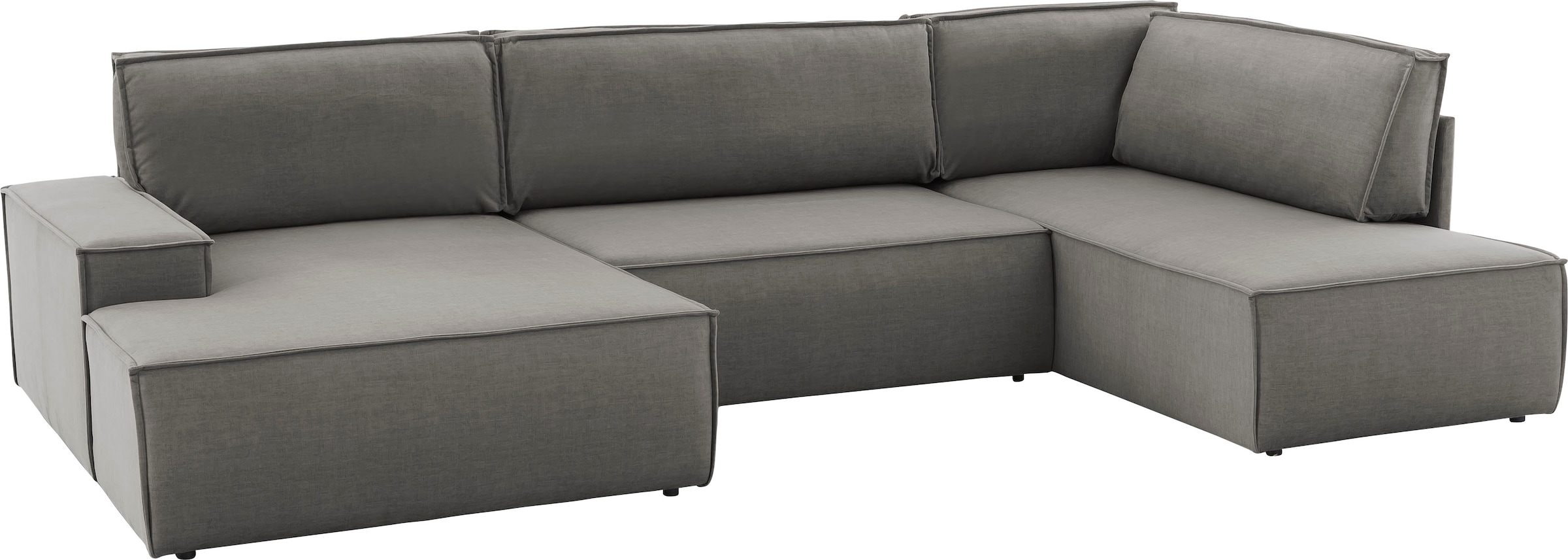 Home affaire Wohnlandschaft »SHERWOOD 329 cm, U-Form, Schlafsofa,«, Schlaffunktion m. Bettkasten (194x139 cm), Cord, Vintage, Samtvelours