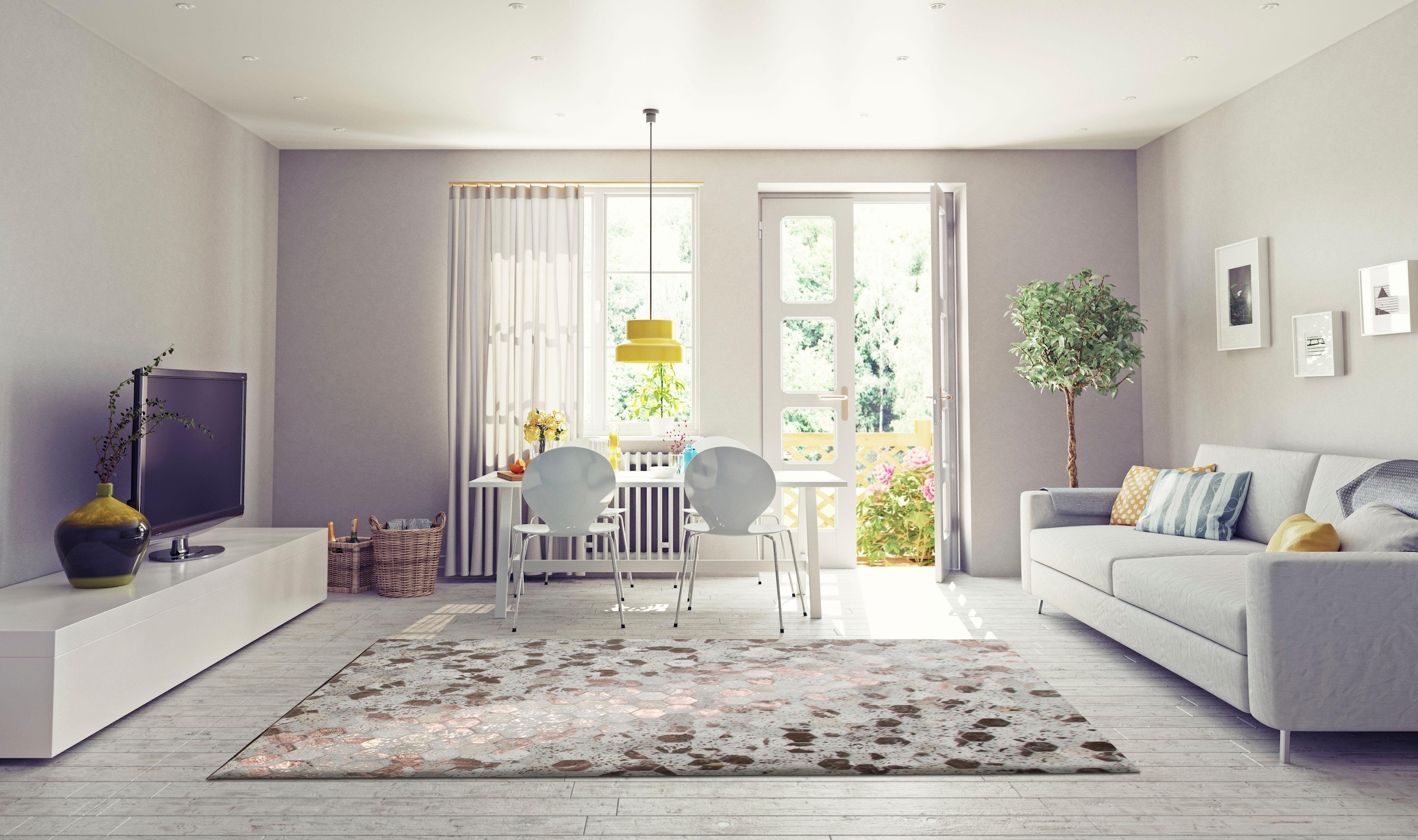 my home Lederteppich »Zeno«, rechteckig, 8 mm Höhe, Wohnzimmer