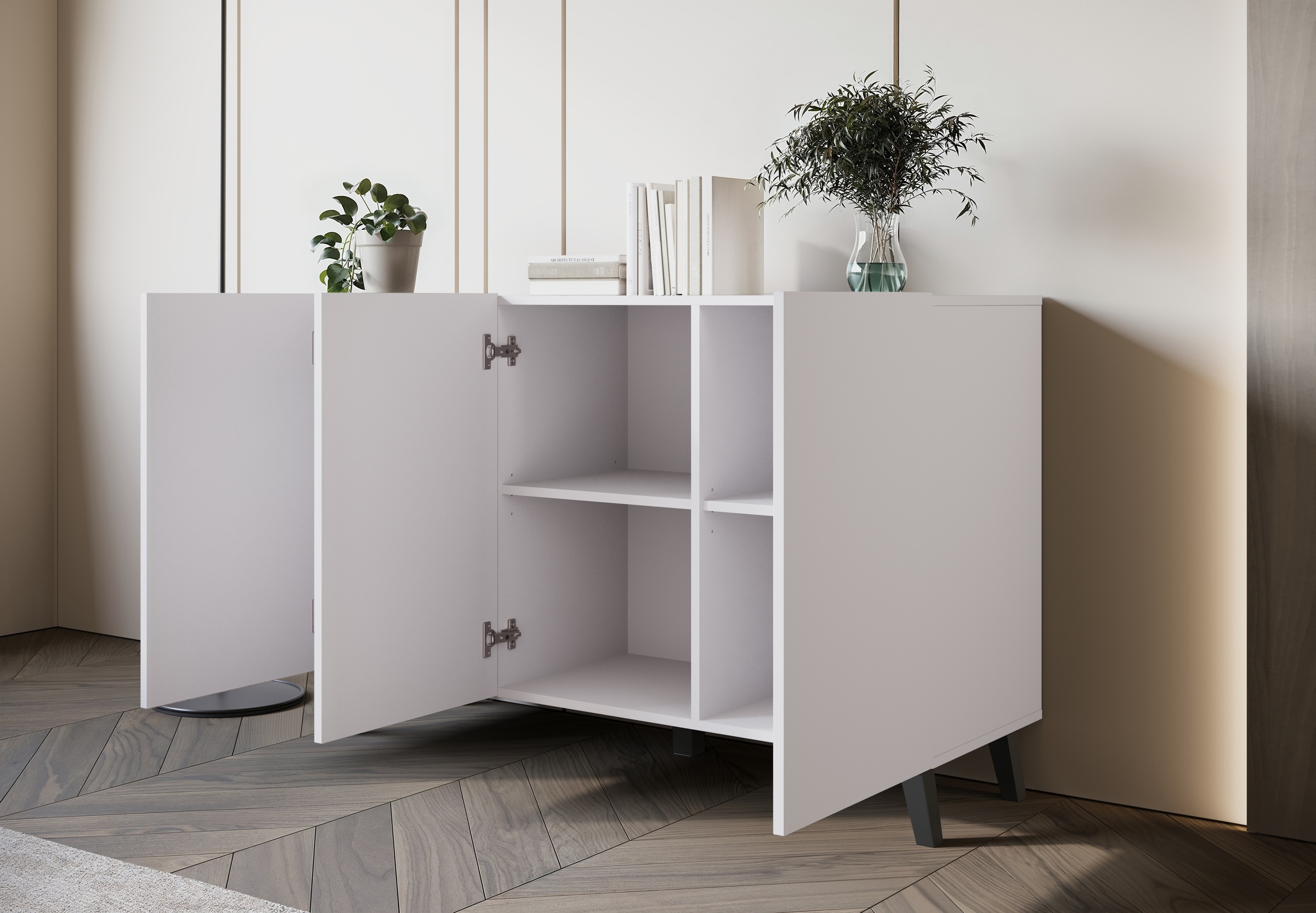 Home affaire Sideboard »SIDEBOARD PHUKET II, Stilvolle, grifflose Kommode, Breite 120cm« 1 Stk. tlg. Mit 6 Fächern und höhenverstellbaren Einlegeböden