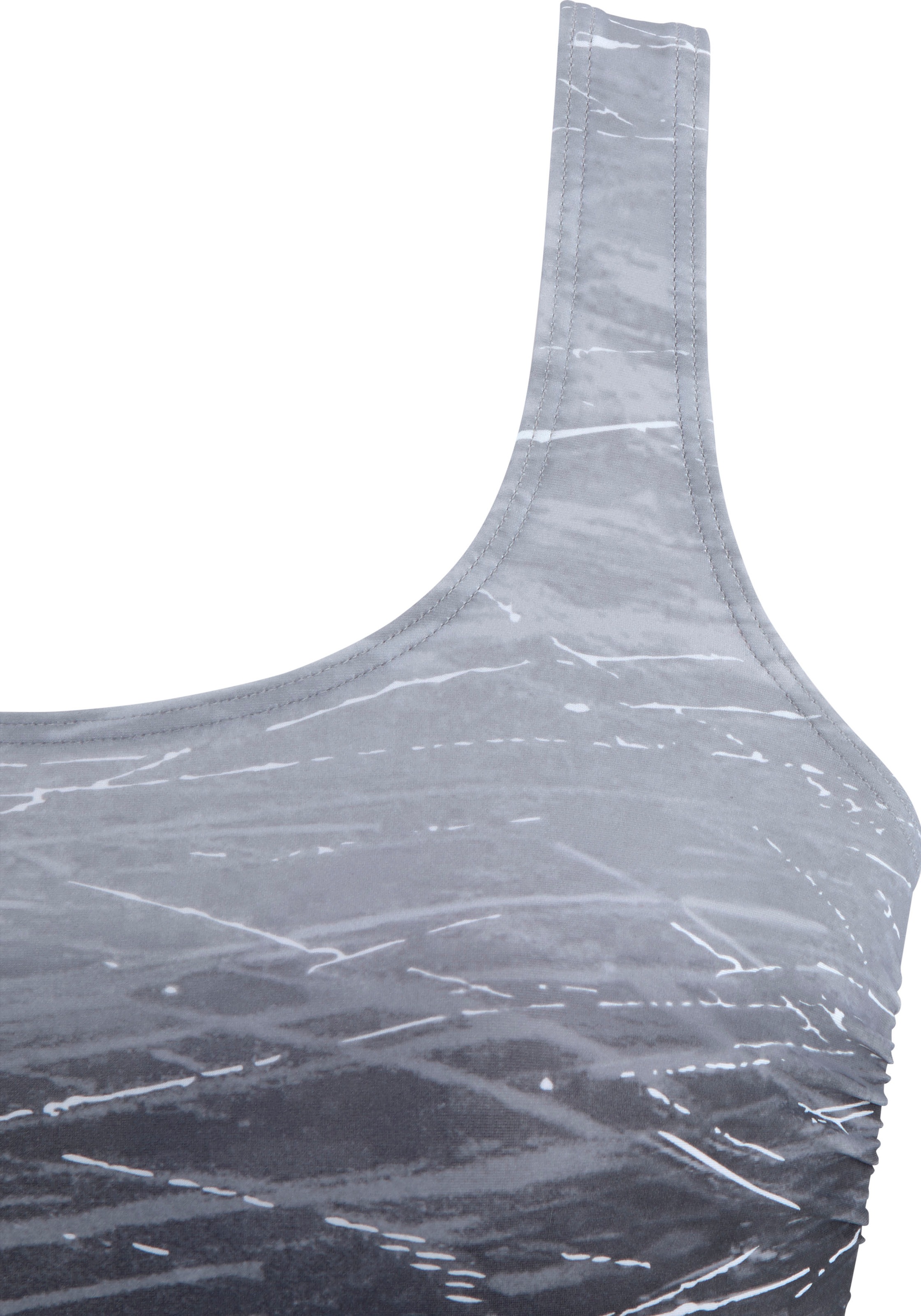 Badeanzug LASCANA, Damen, Gr. 52, Cup B, schwarz-weiß (schwarz, grau), Polyamid, Farbverlauf, Badeanzüge Badeanzug, mit Batikprint und Shaping-Effekt, Topseller 3
