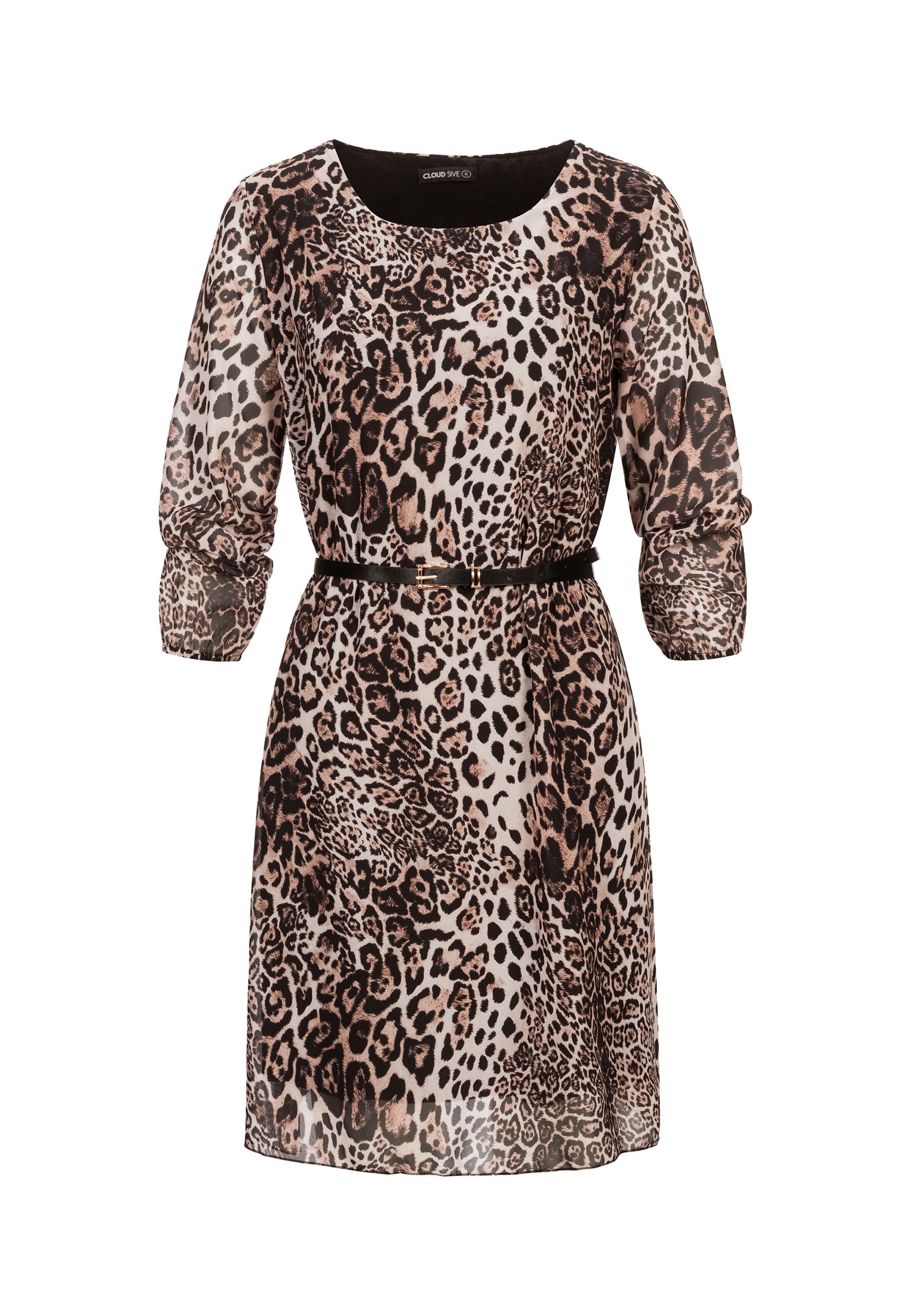 CLOUD 5IVE A-Linien-Kleid "CLOUD 5IVE Long Sleeve Dress with belt and leo print" 1 tlg.
