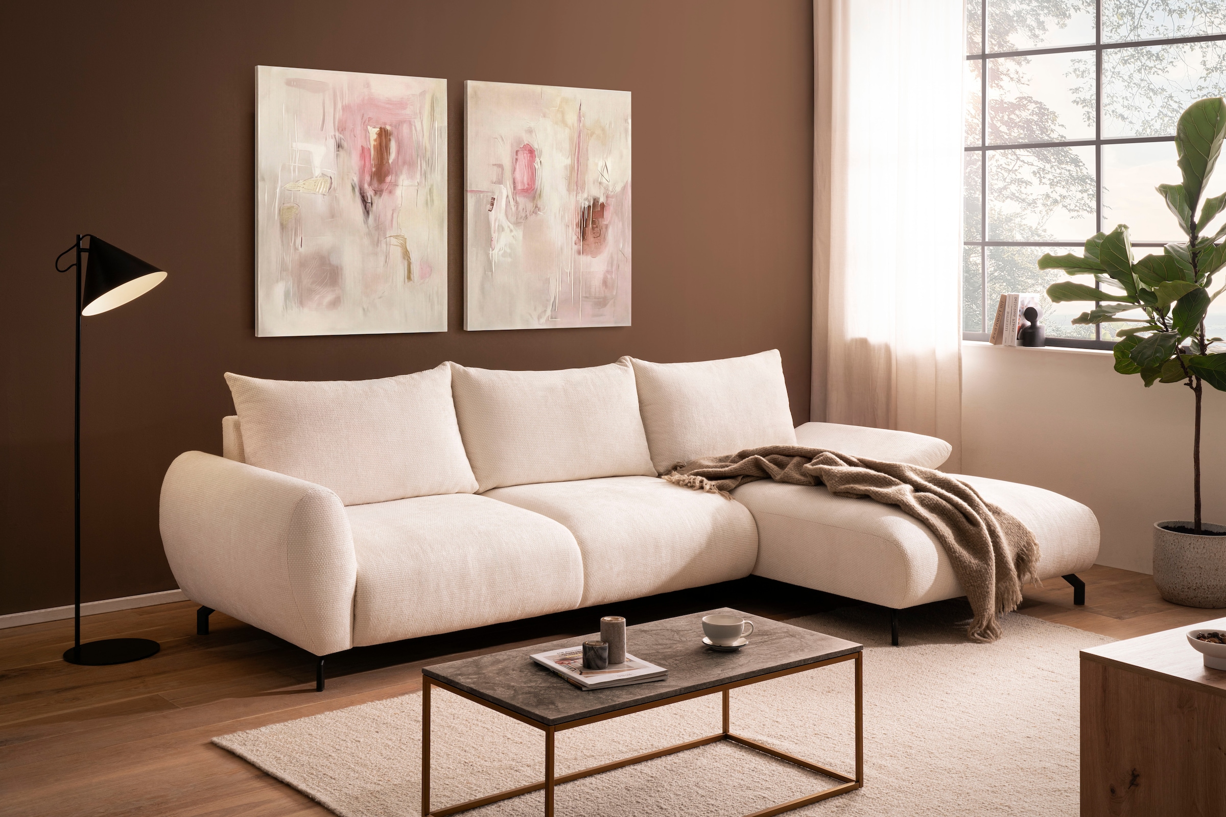 OTTO home Ecksofa "KELLIE, L-Form, 315 cm, verstellbare Armlehne, Metallfüß günstig online kaufen