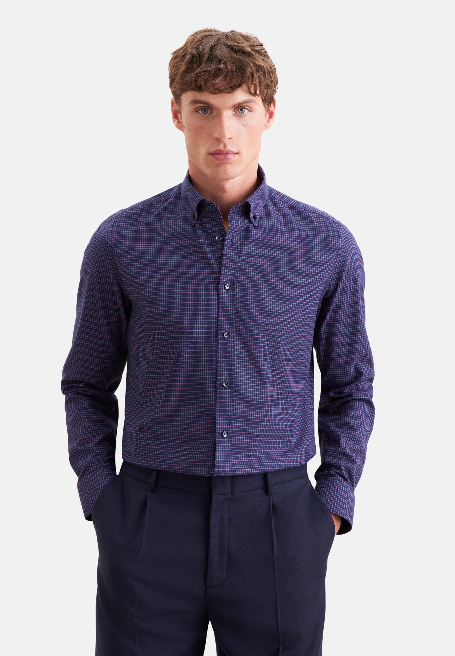 seidensticker "Schwarze Rose" Slim 1/1 Button-Down-Kragen Karo