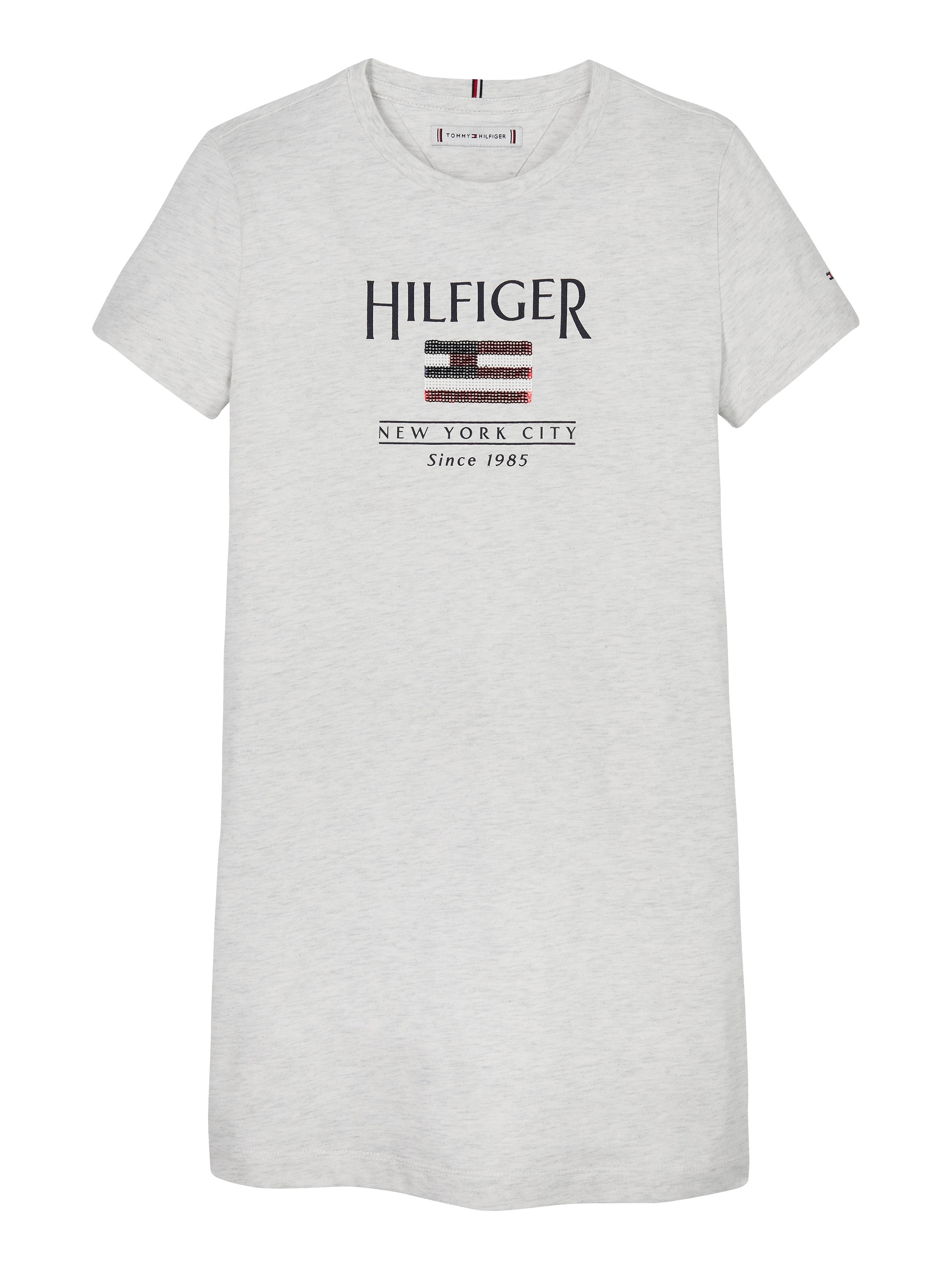 Tommy Hilfiger Shirtkleid »HILFIGER SEQUINS FLAG TEE DRESS«, mit Pailetten, mit Logo-Flag