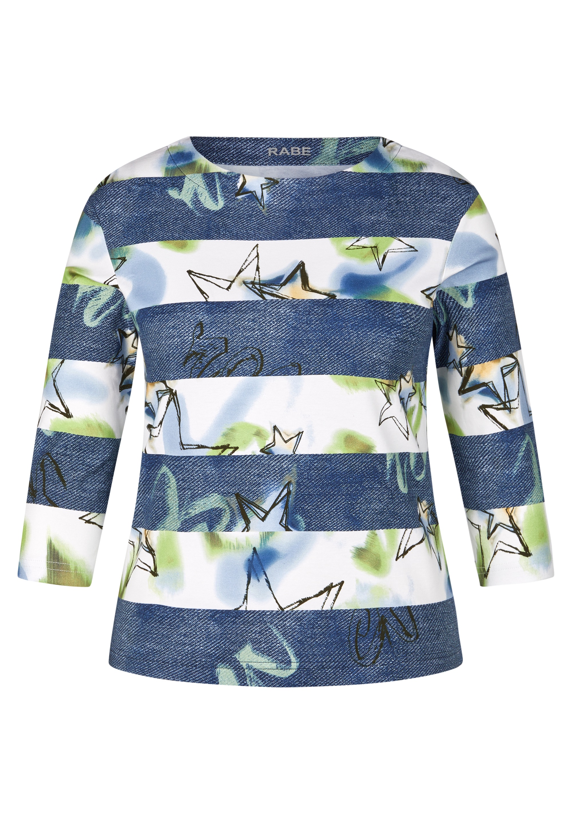 Rabe Print-Shirt, mit Jeans-Color-Blocking und grafischem Muster
