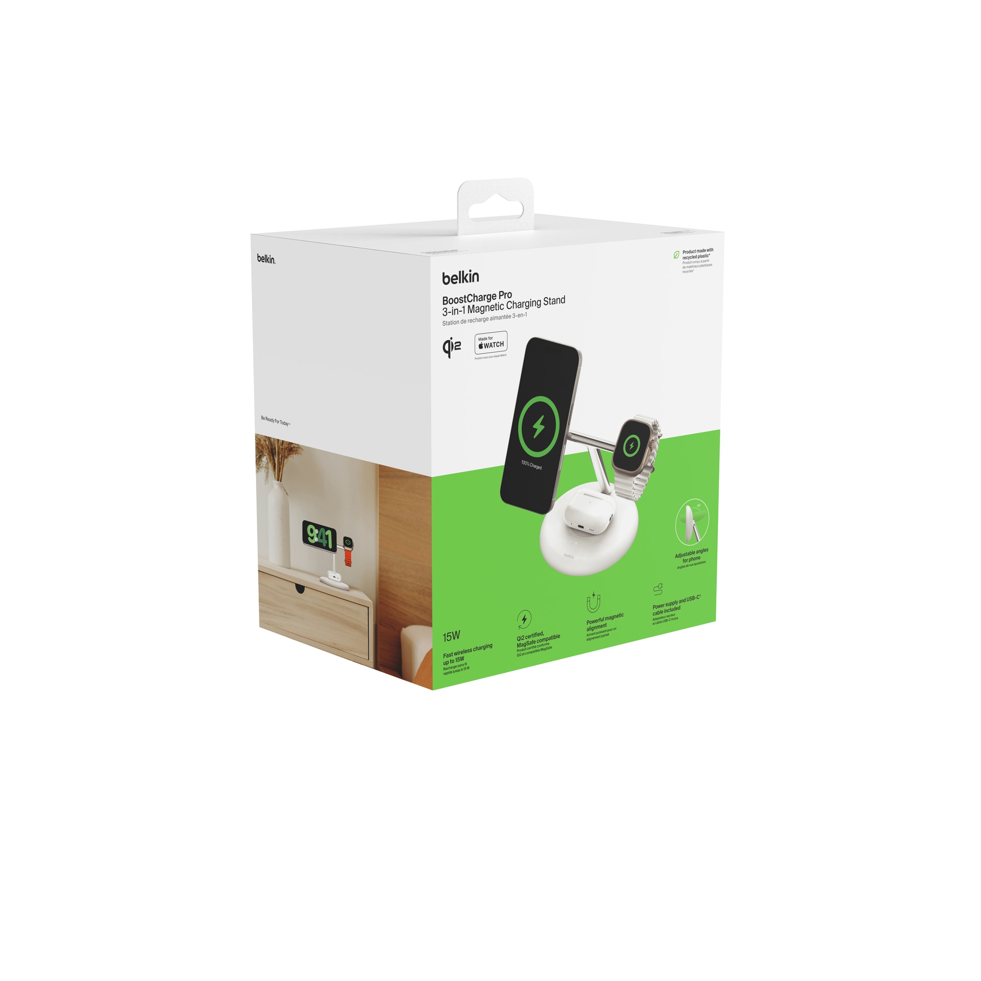 Belkin Ladestation »BoostCharge Pro 3-in-1«, Qi2, 15 W, magnetisch, iPhone, AirPods, Apple Watch