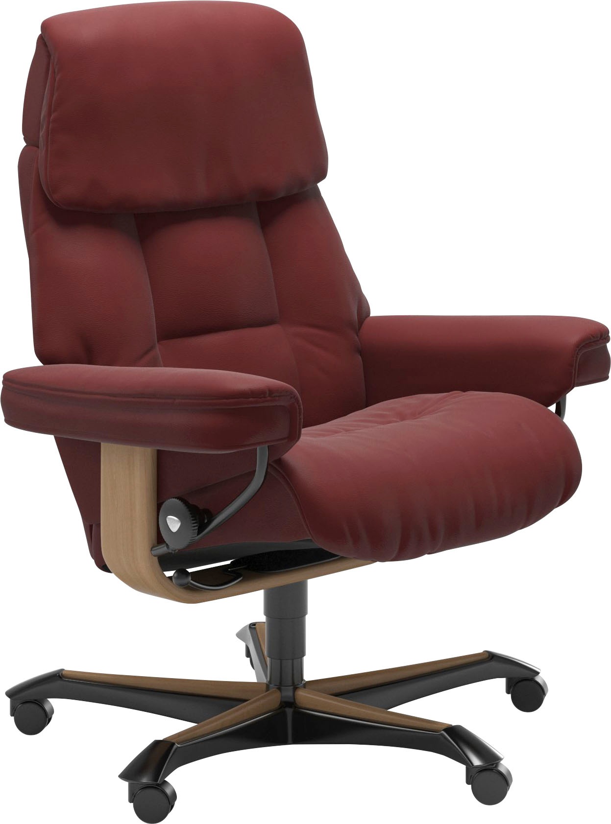 Stressless® Relaxsessel »Ruby«, (Set), mit Home Office Base, Größe M, Gestell Eiche, Wenge, Braun & Schwarz