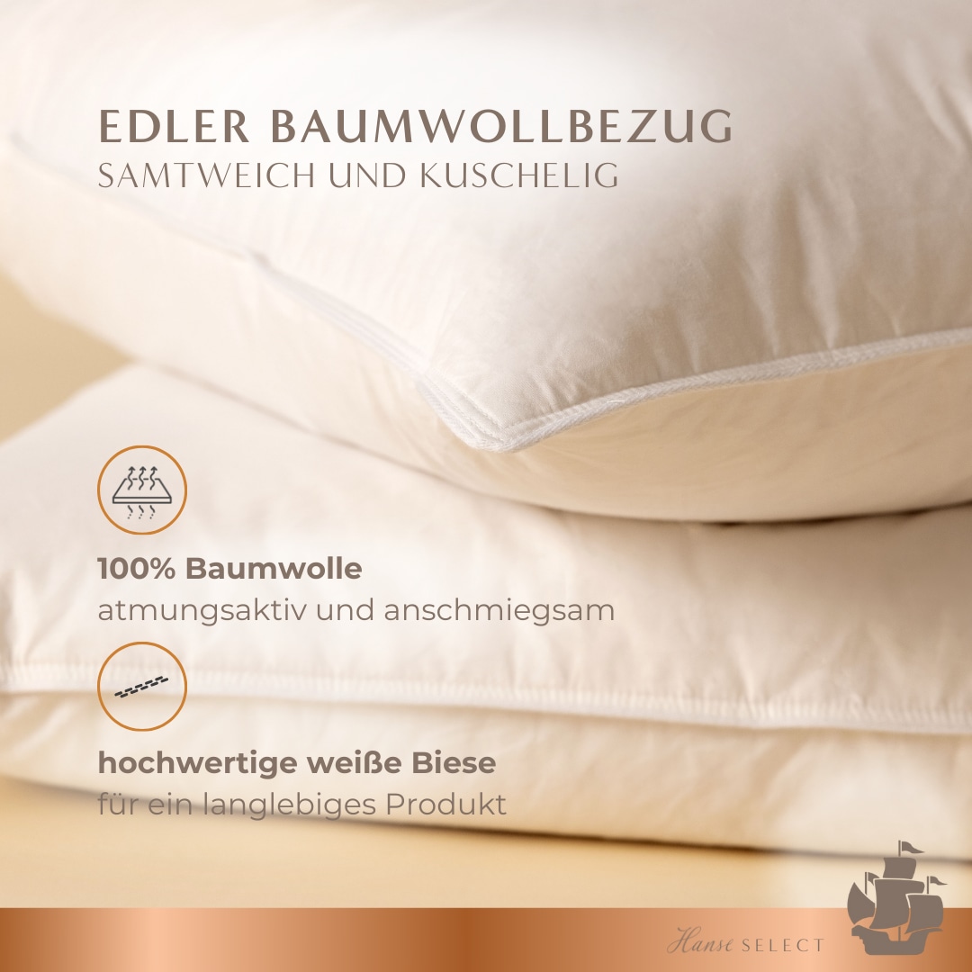 Hanse mit Kogge 3-Kammer-Kopfkissen »Hanse Select, Luxuskopfkissen, Made in Germany, 80x80 cm & 40x80 cm« 1 Stk. tlg. Seitenschläfer, Rückenschläfer, Bauchschläfer, Kissen 40x80cm, 80x80cm