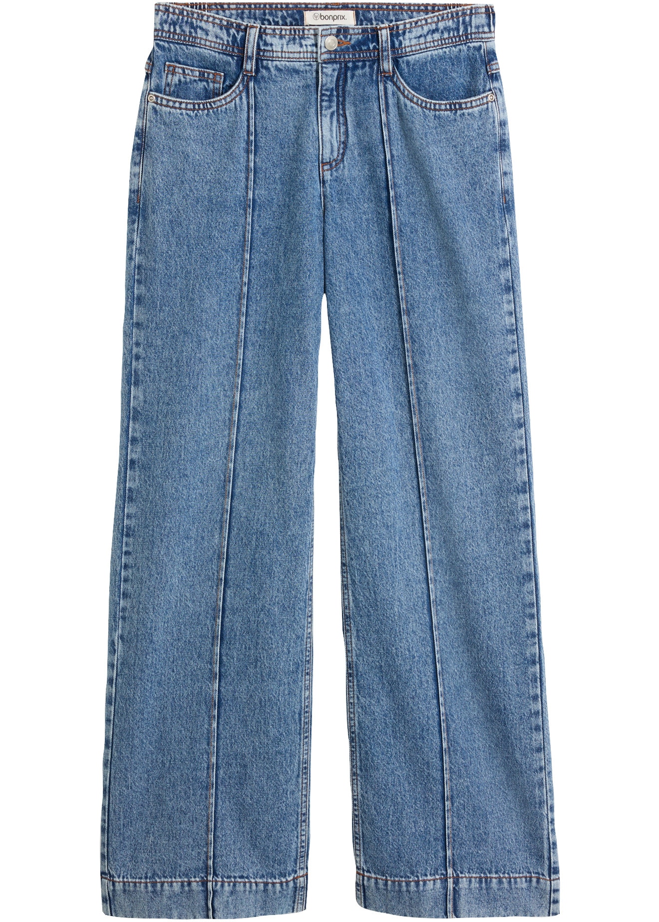 bonprix Weite Jeans Wide-Leg-Passform, Loose Fit, Mid Waist, aus Baumwolle, im Casual-Stil