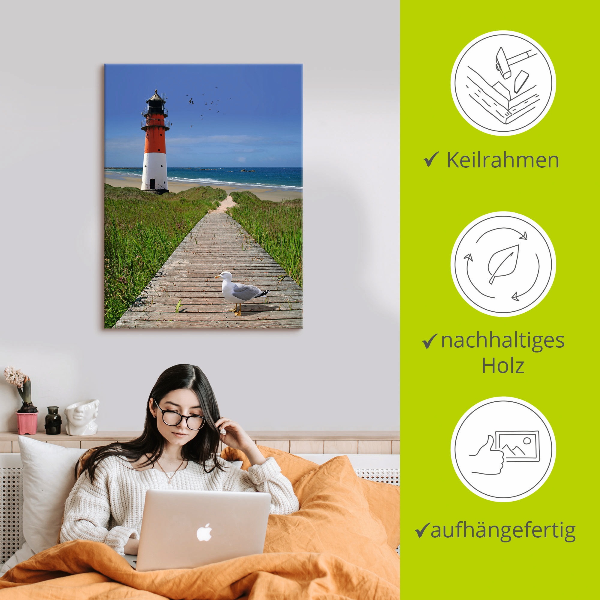 Artland Wandbild »Der Weg zum Meer«, Gebäude, (1 St.), als Leinwandbild, Poster in verschied. Größen