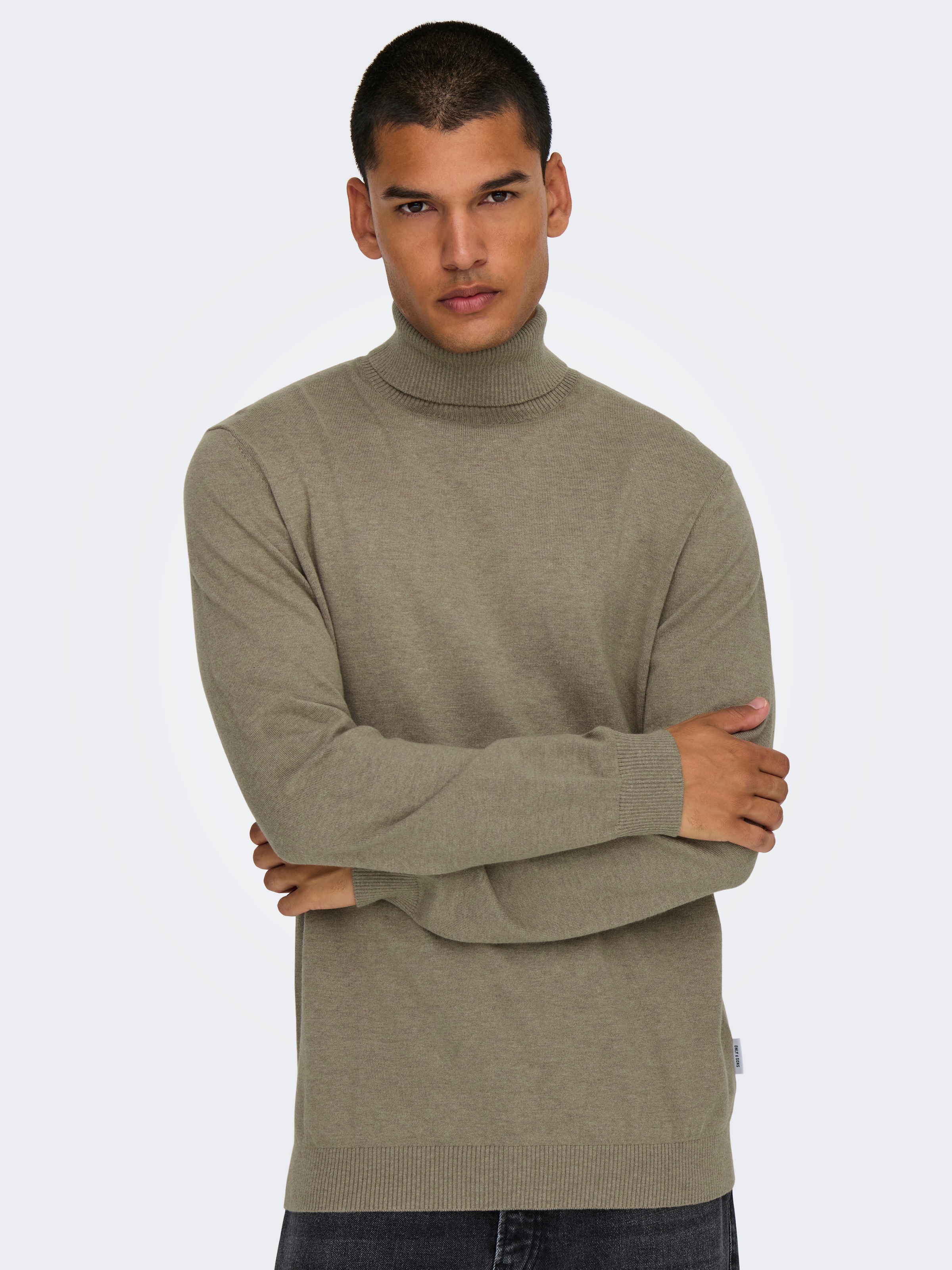 ONLY & SONS Stehkragenpullover "ONSLOUI REG 12 MEL ROLL KNIT NOOS" günstig online kaufen