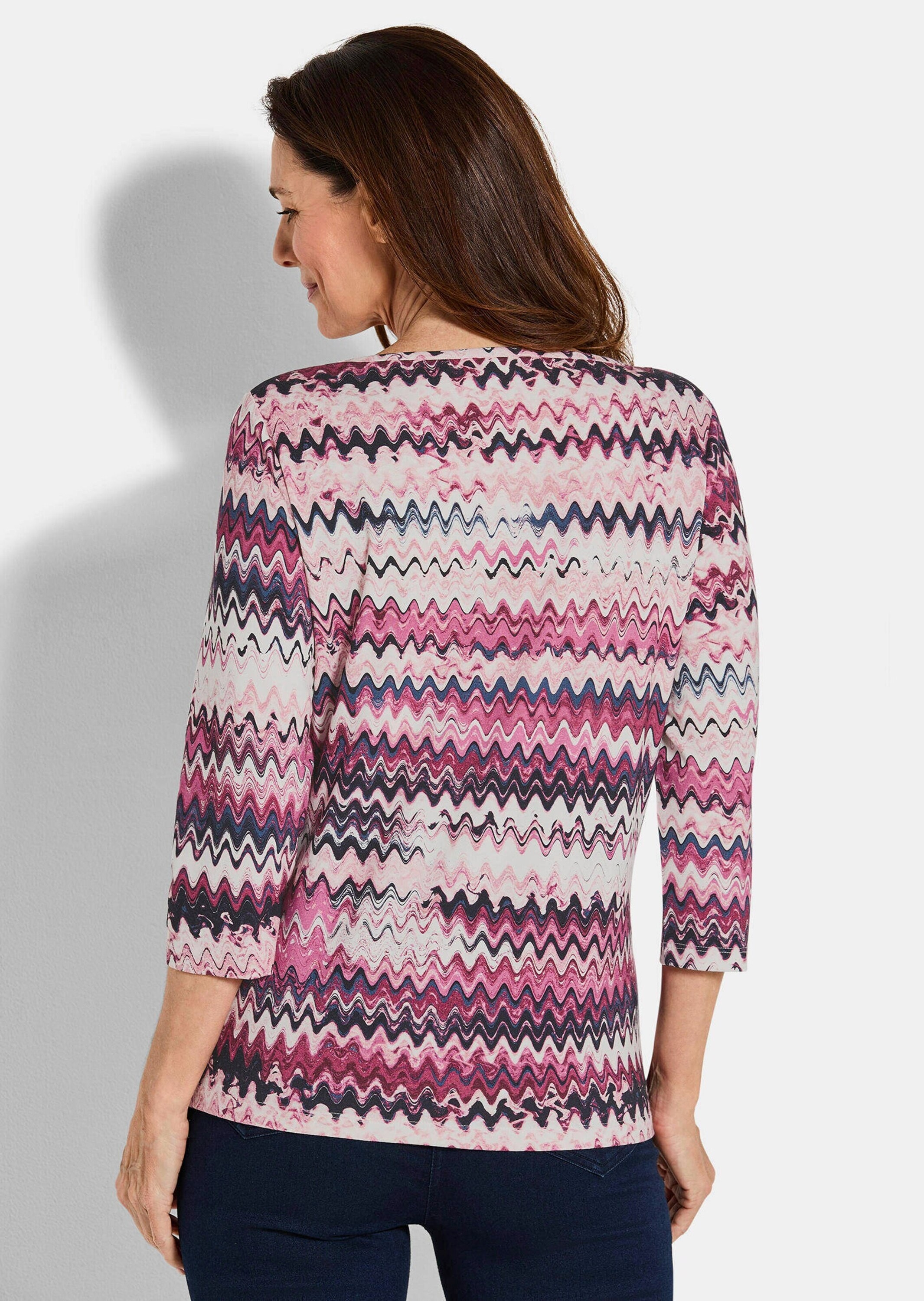GOLDNER Print-Shirt »Halbarm-Viskosebluse, Zickzack-Design«
