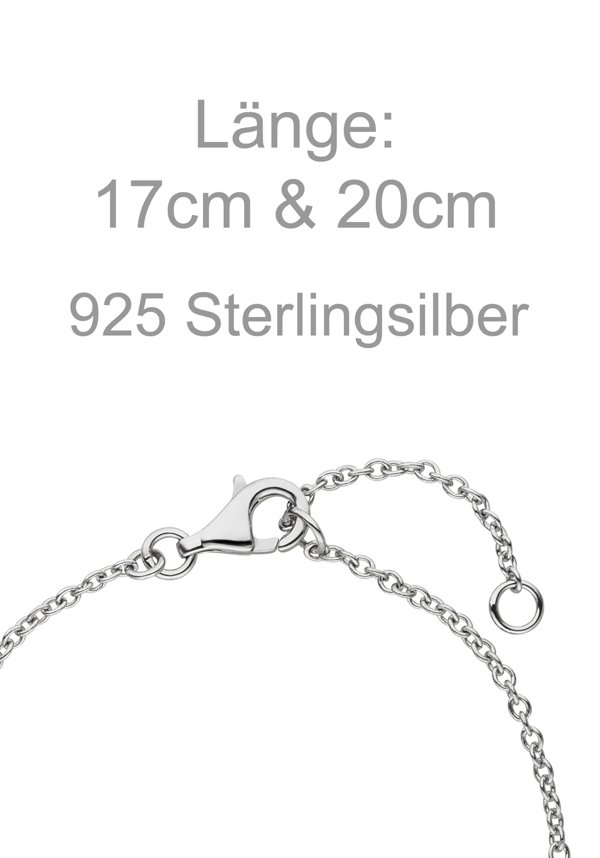 Armband JOBO, silber (silber 925, weiß), Armbänder, Damen, 20cm, Silber 925 (Sterlingsilber), Armband, 925 Silber mit 20 Zirkonia 2