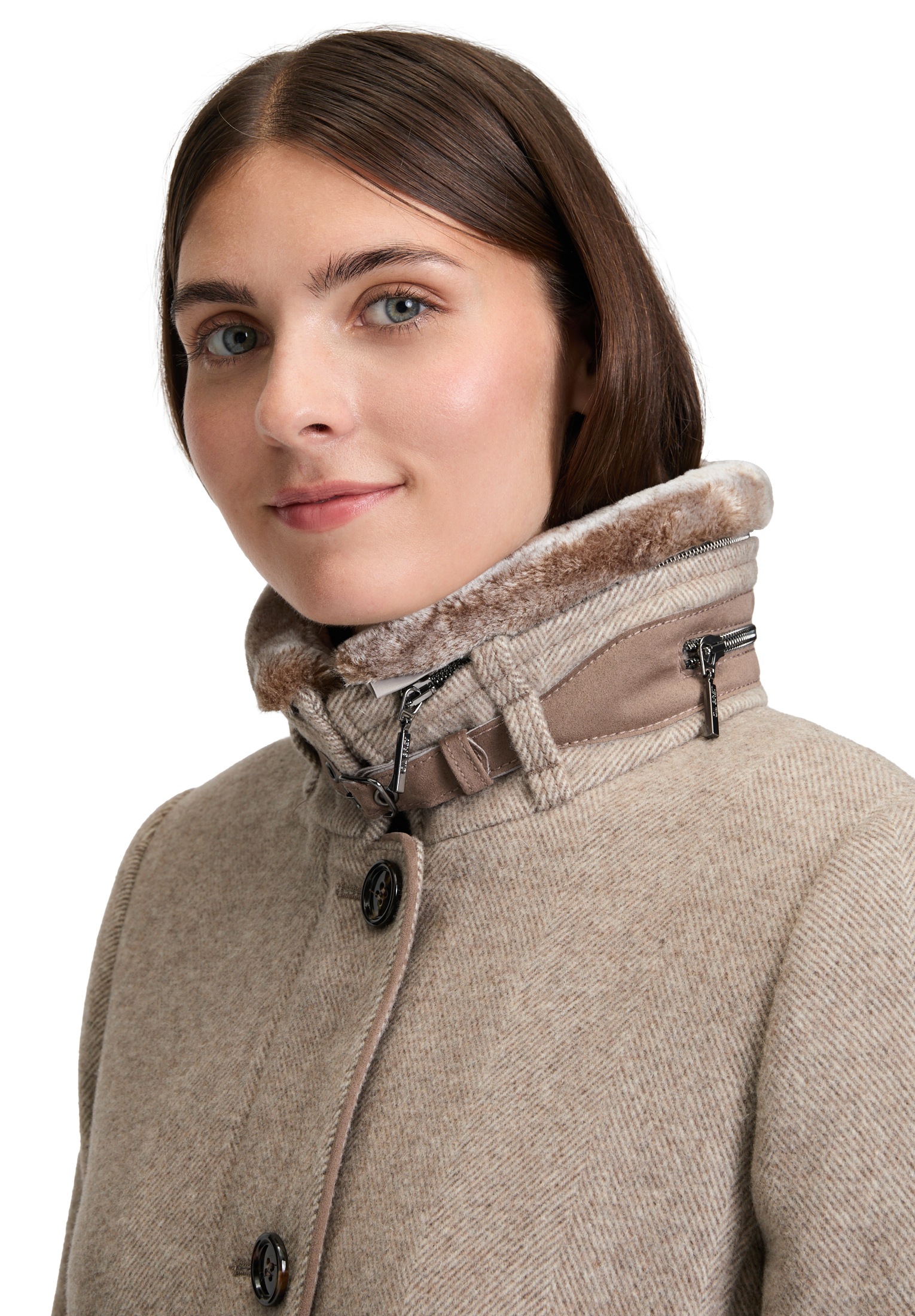 Thumbnail - Gil Bret Wollmantel mit Wolle, Stehkragen und Knopfleiste