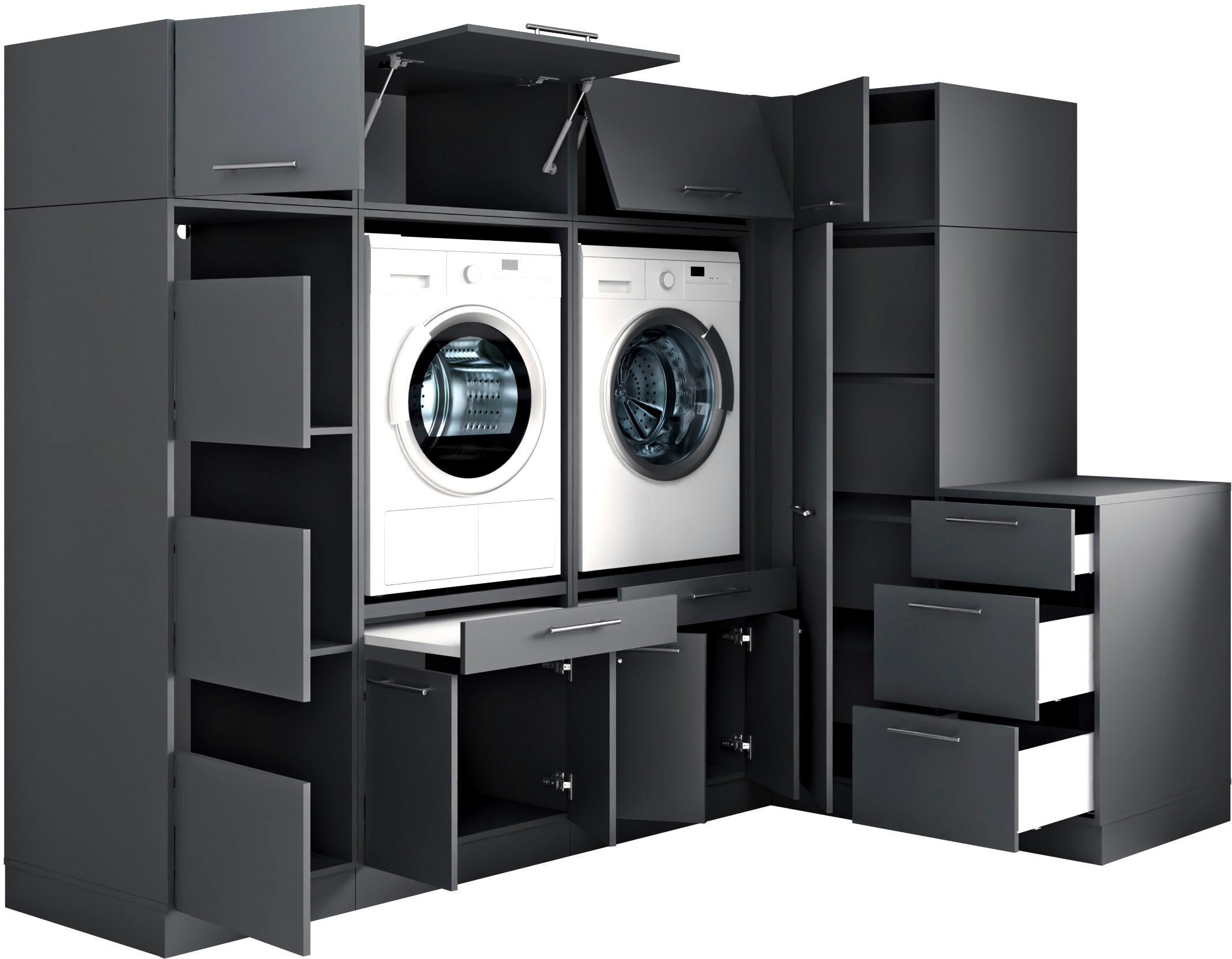 Laundreezy Mehrzweckschrank-Set »Laundreezy, 9-tlg. Mehrzweckschrank-Set B/H/T 253/200/68 cm« 9 Stk. tlg.