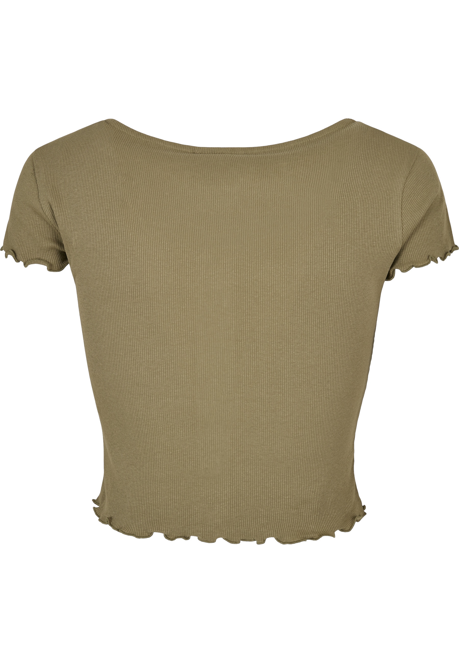 URBAN CLASSICS Kurzarmshirt »Urban Classics Damen Ladies Cropped Button Up Rib Tee« 1 Stk.
