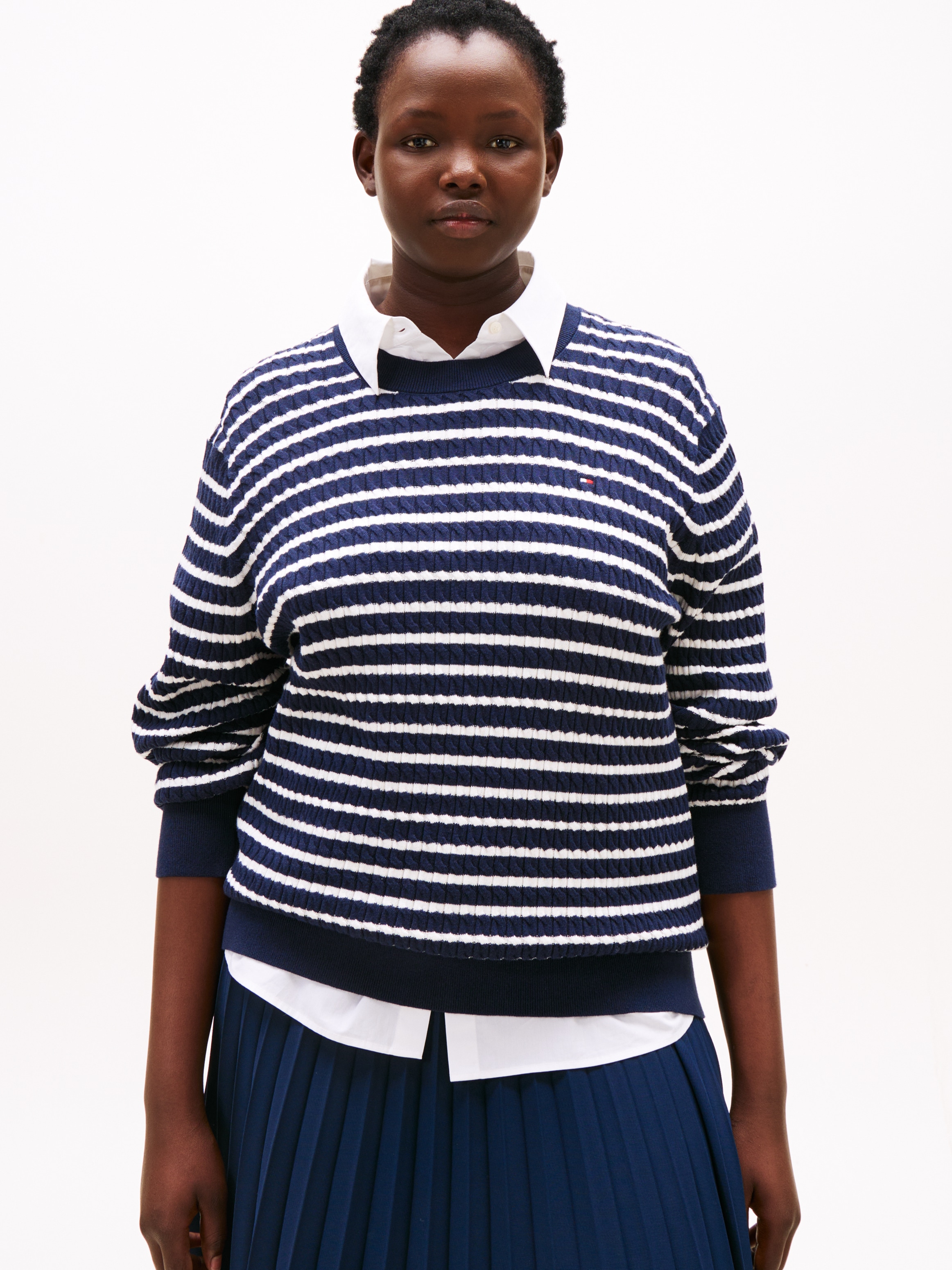Tommy Hilfiger Curve Strickpullover "CRV CO CABLE FINE GG C-NK LS SWT", in günstig online kaufen