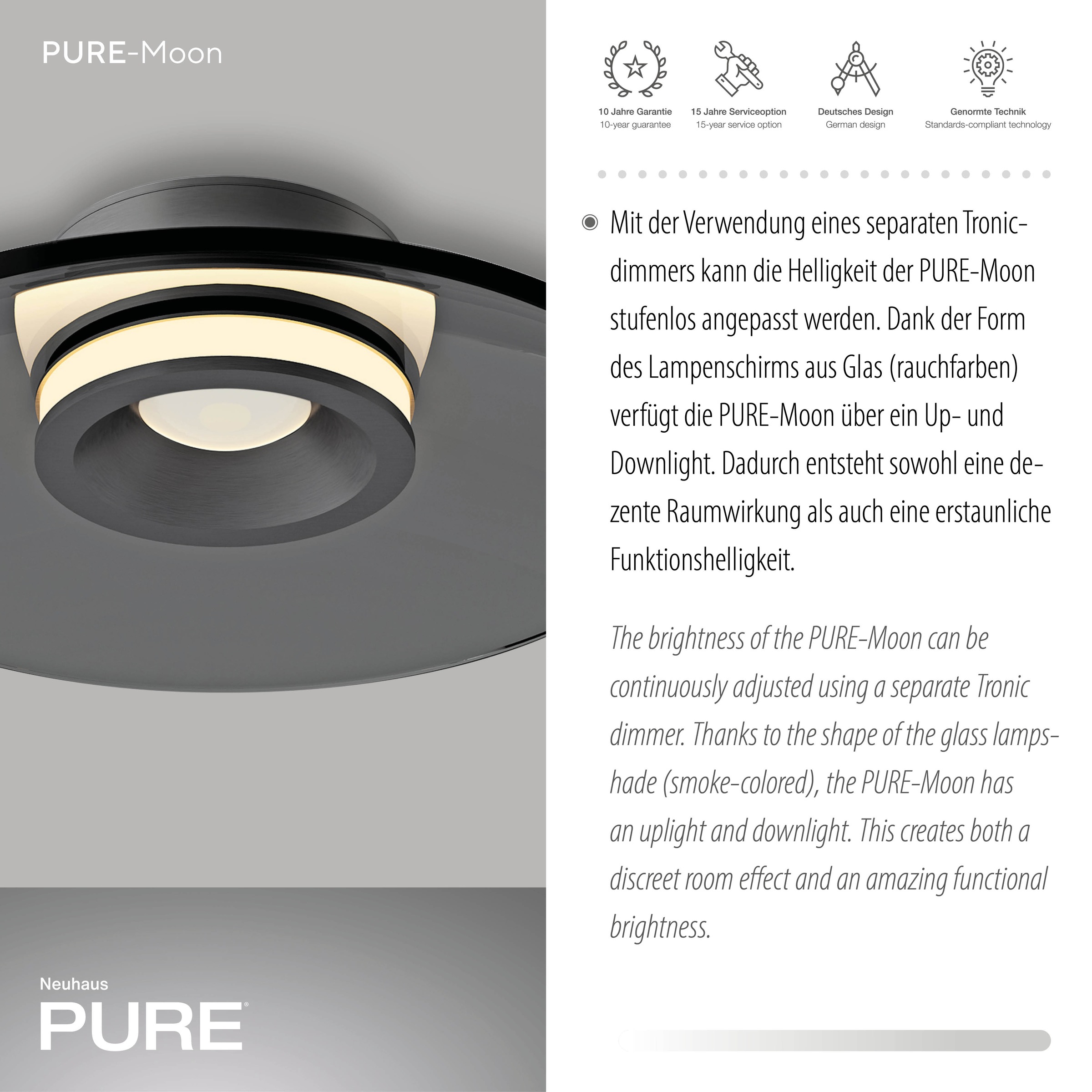 Neuhaus PURE LED Deckenleuchte »PURE Moon« LED-Board 1 Stk. Warmweiß Dimmfähig über separaten Dimmer