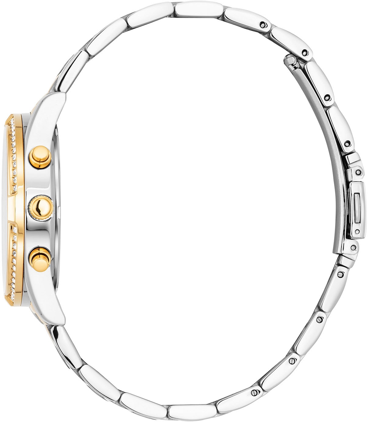Julie Julsen Multifunktionsuhr »Julie Julsen Sport Multi Gold Bicolor, JJW3100SYGM«, Quarzuhr, Armbanduhr, Damenuhr, Datum, Glitzer, Zirkonia-Steine