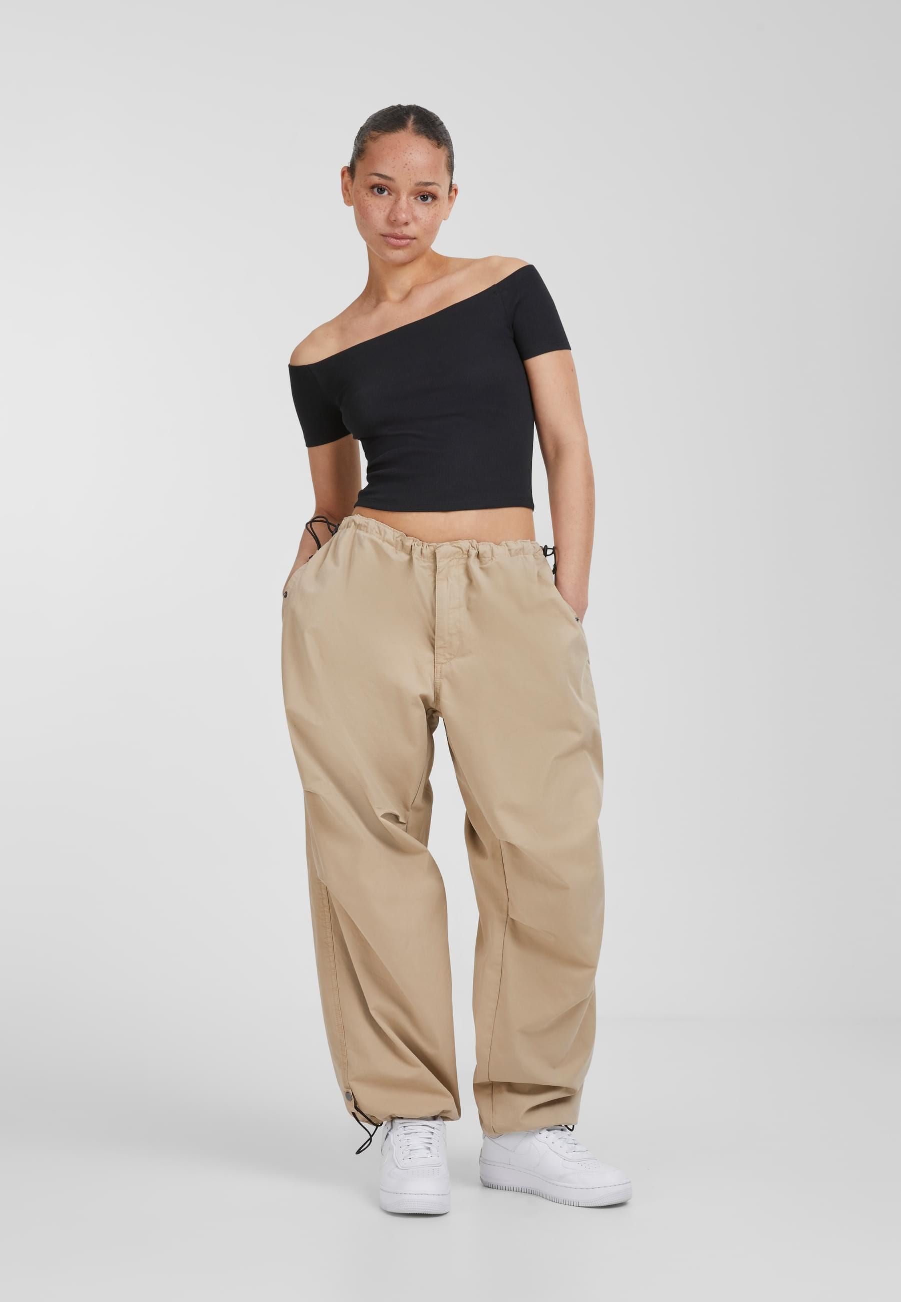 URBAN CLASSICS T-Shirt »Urban Classics Damen Ladies Organic Off Shoulder Rib Tee«, (1 tlg.)