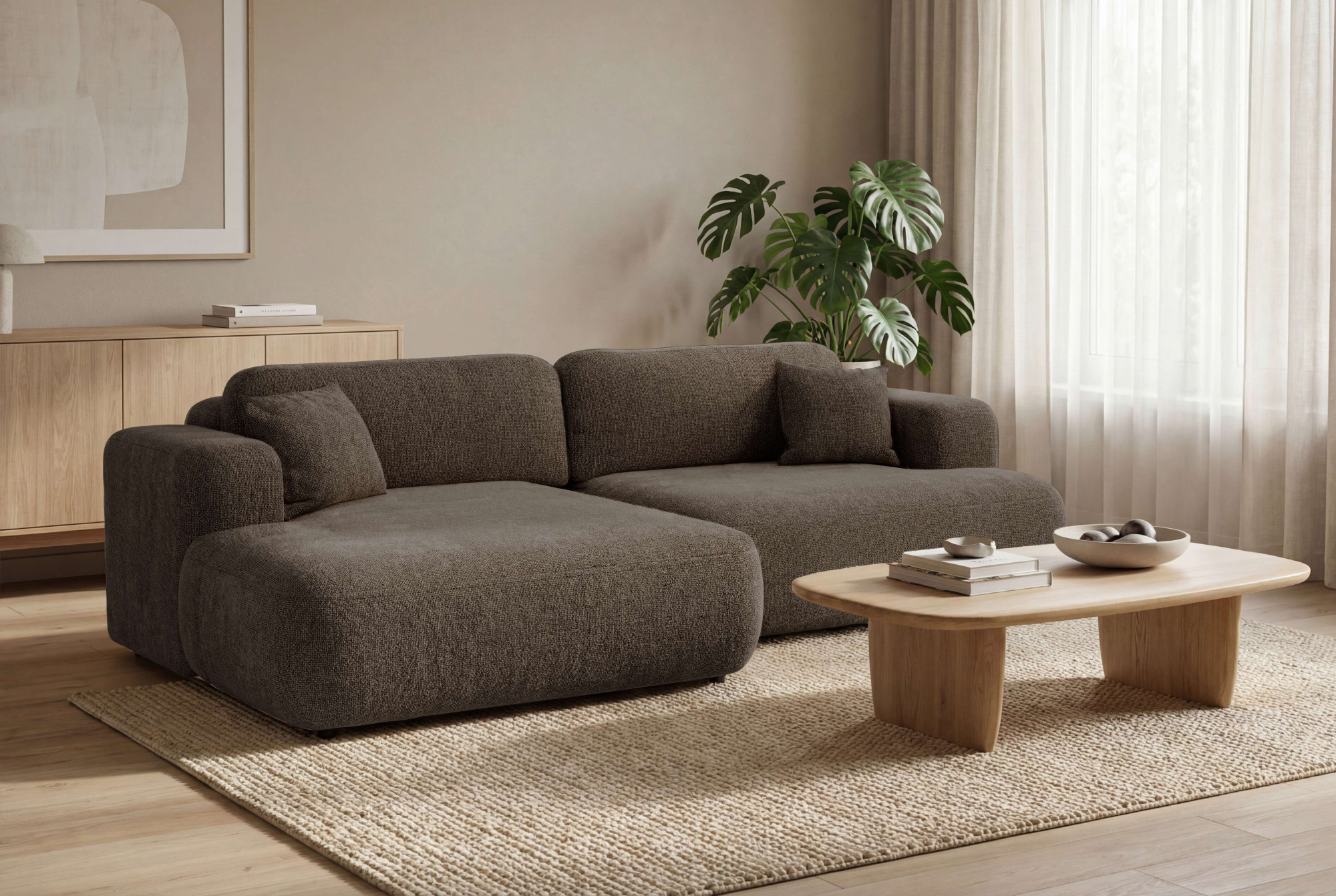 OTTO home Ecksofa "VEEVIA L-Form, Schlafsofa, Verlässliche Qualität, Breite 256cm" mit Bettkasten, belastbar bis 480kg, inklusive Rücken- und Zierkissen
