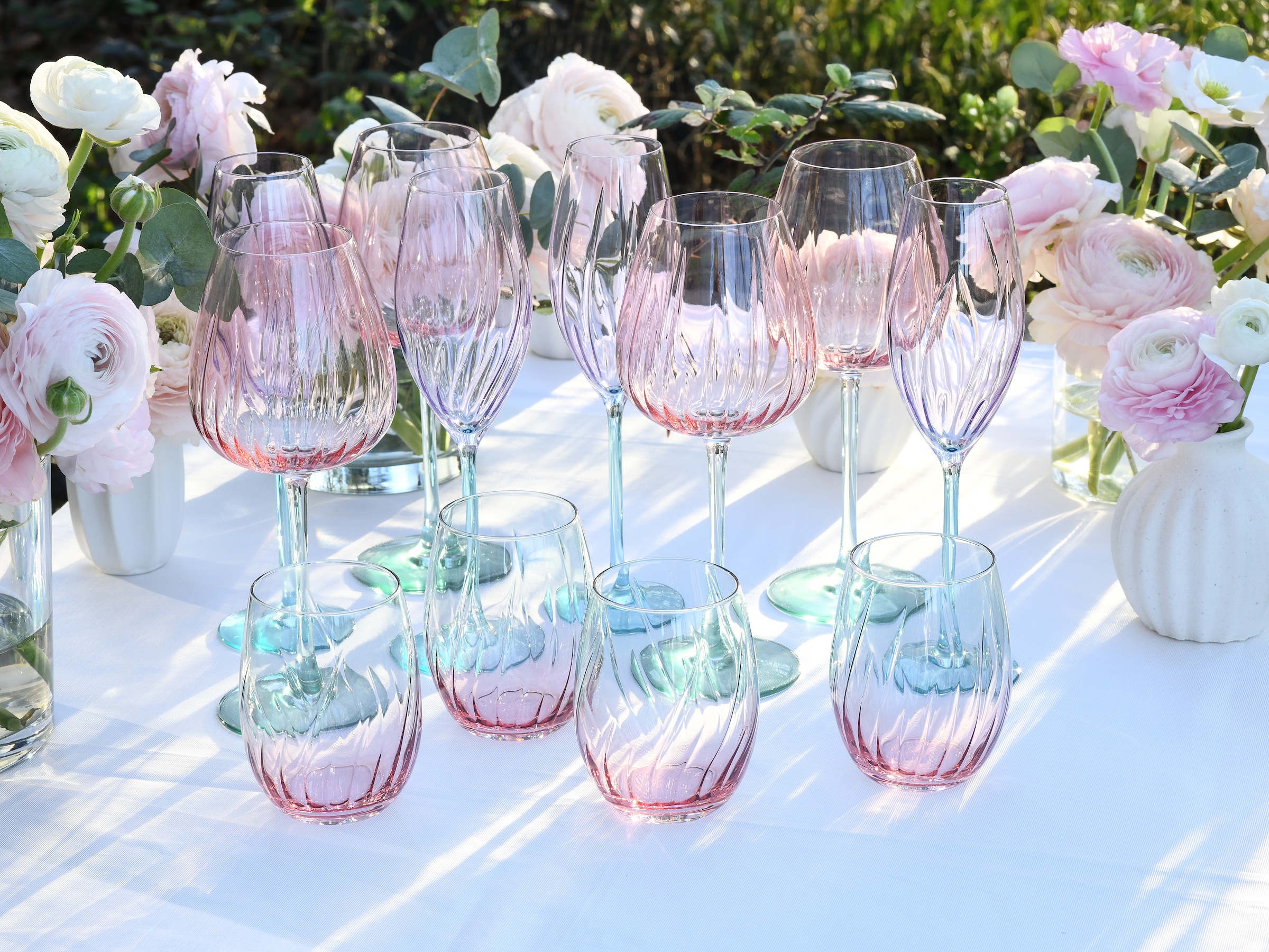 CreaTable Weinglas »Swirly Spring, Weingläser-Set, 4-tlg.«, (Set, 4 tlg.), Rillen Relief, Modern, Sommerlich, Leicht