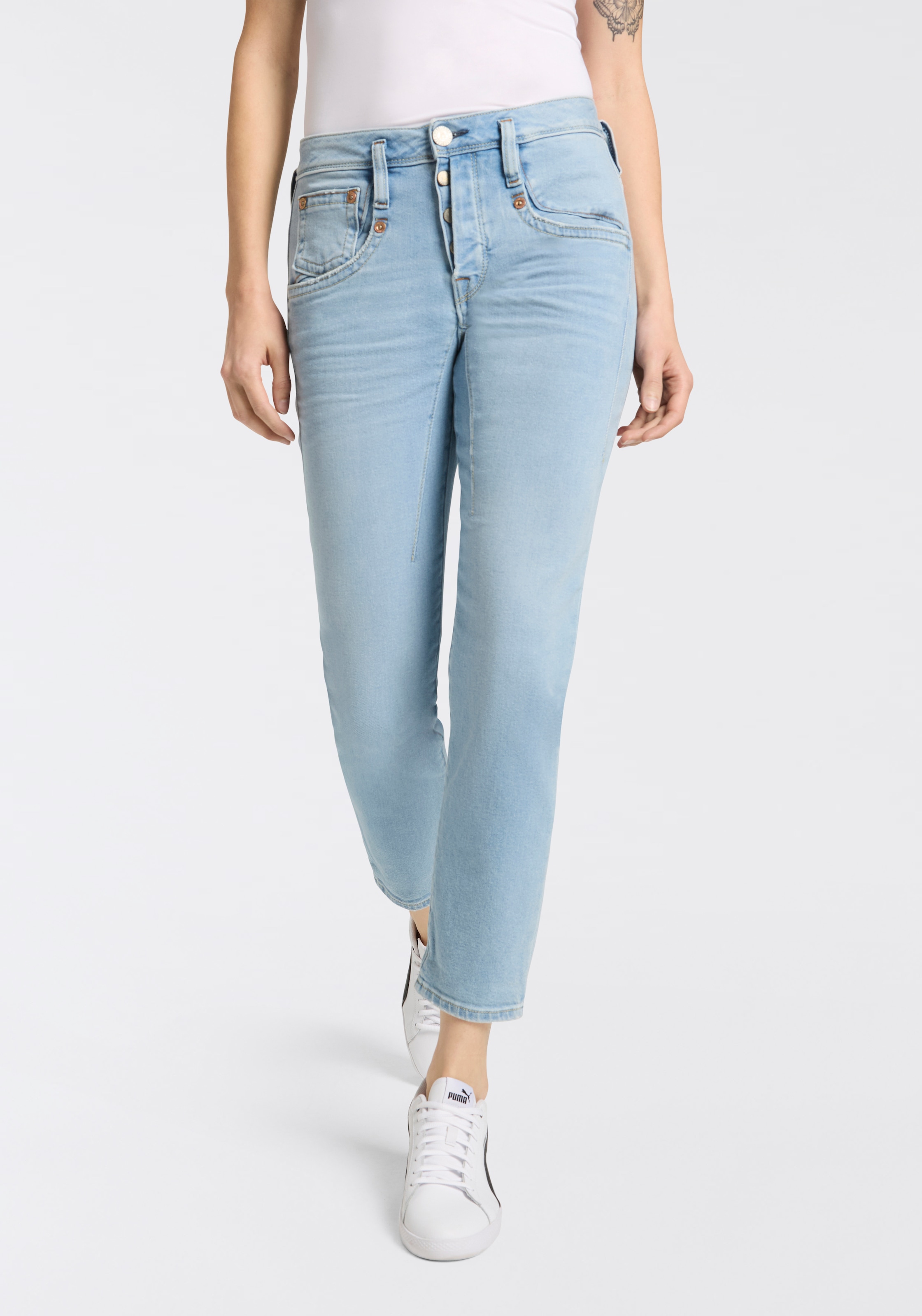 Herrlicher "Shyra Cropped Denim Comfort" mit halb verdeckter Knopfleiste günstig online kaufen