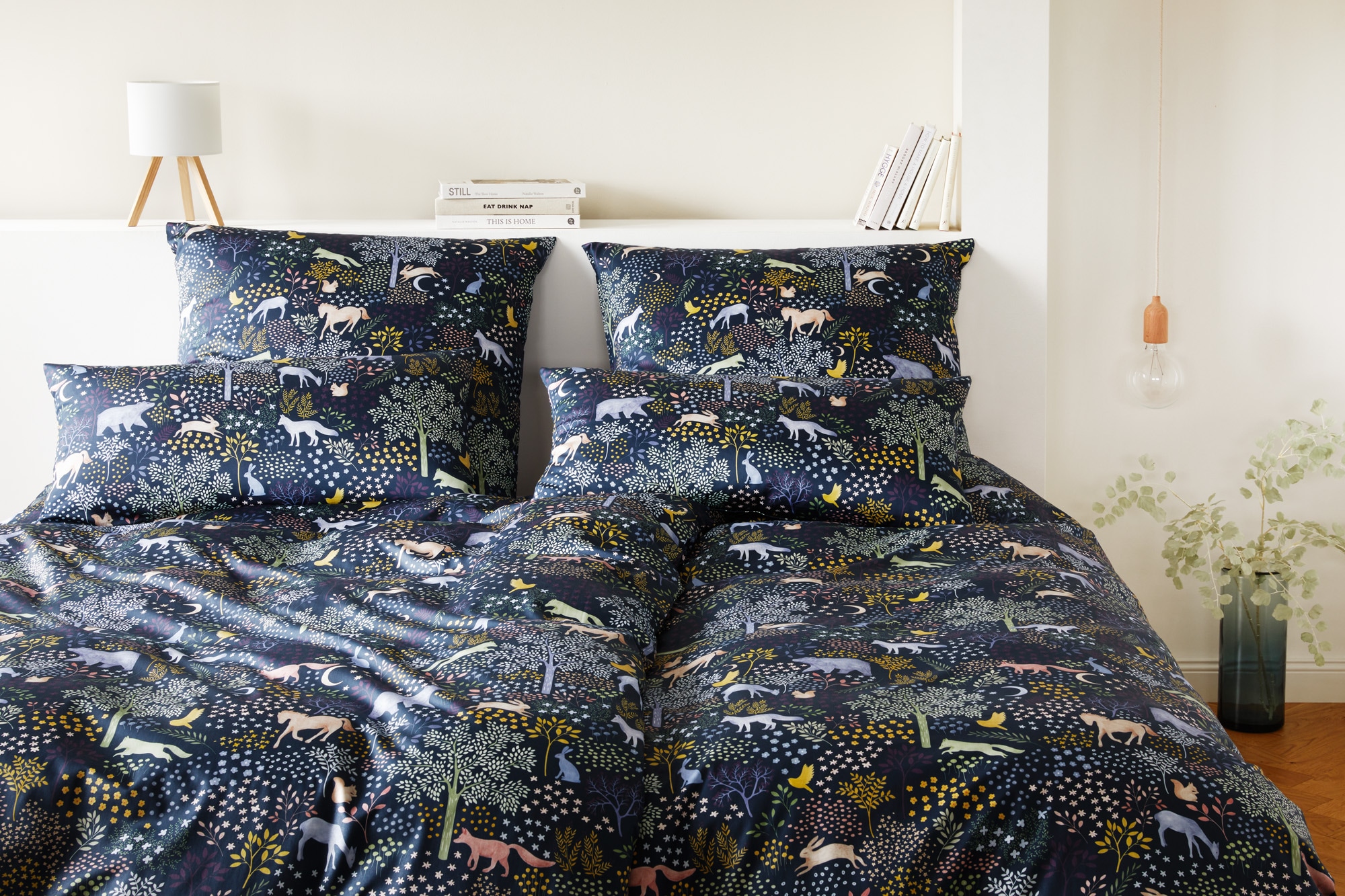 Bettwäsche ELEGANTEmitternacht, Satin, Obermaterial: 50% Baumwolle, 50% Viskose, Bettwäsche, "Dreamland", angenehmes Hautgefühl