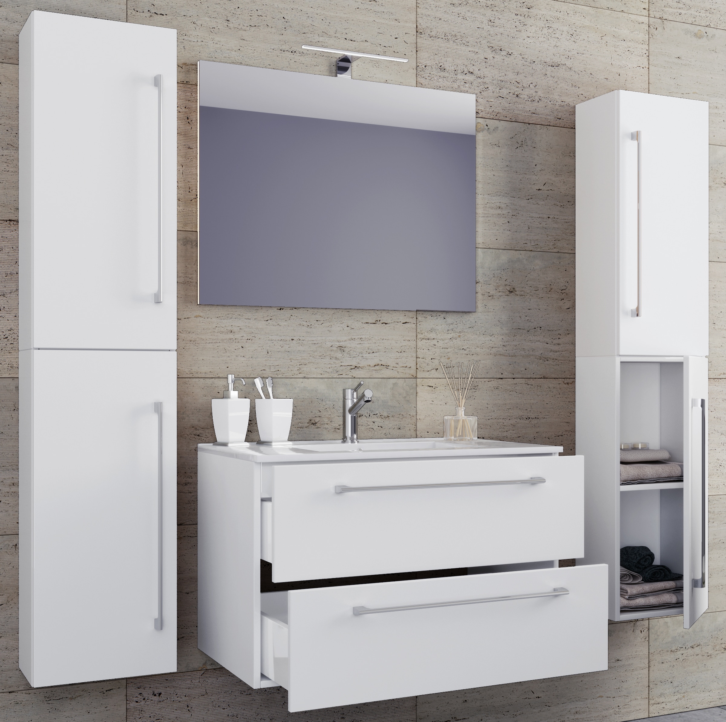 VCM Waschtisch »5-tlg. Waschplatz Waschtisch Badinos Schublade SP« 5 Stk. tlg.