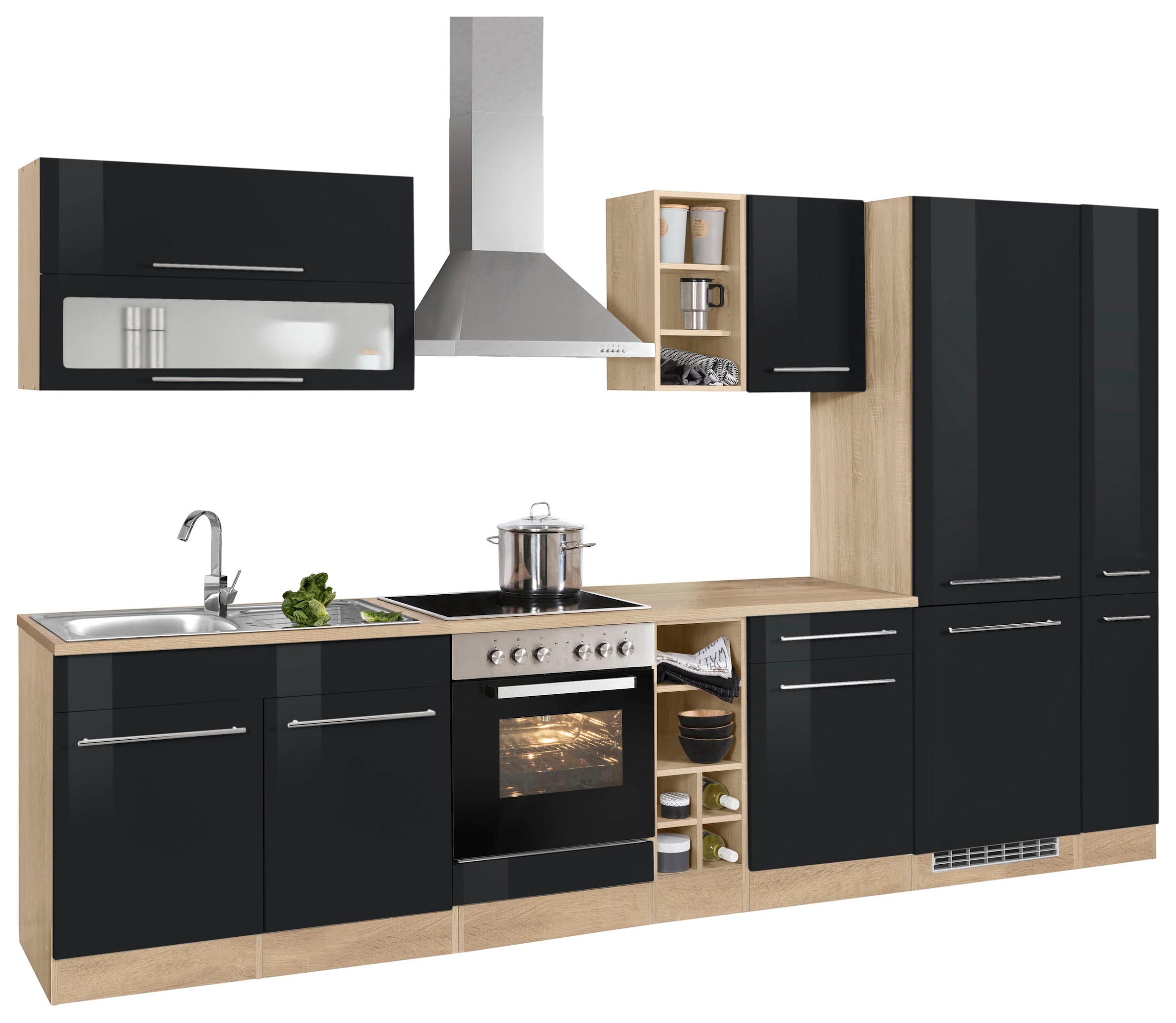 KOCHSTATION Küchenzeile »KS-Eton«, mit E-Geräten, Breite 330 cm