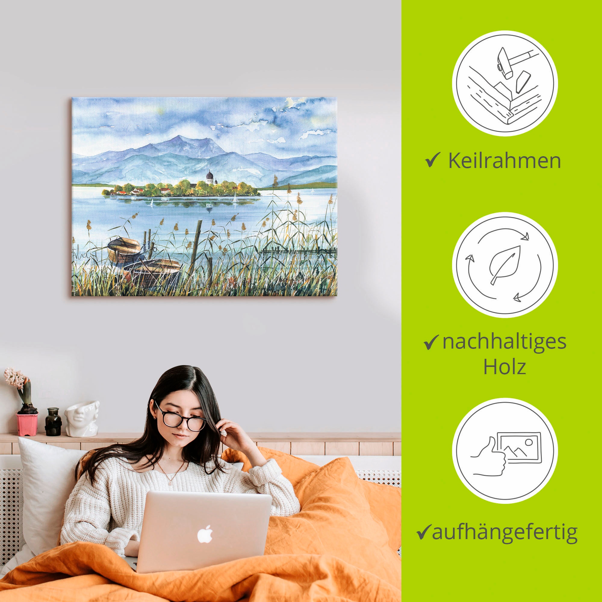 Artland Wandbild »Seeblick Herreninsel«, Gewässer, (1 St.), als Leinwandbild, Poster in verschied. Größen