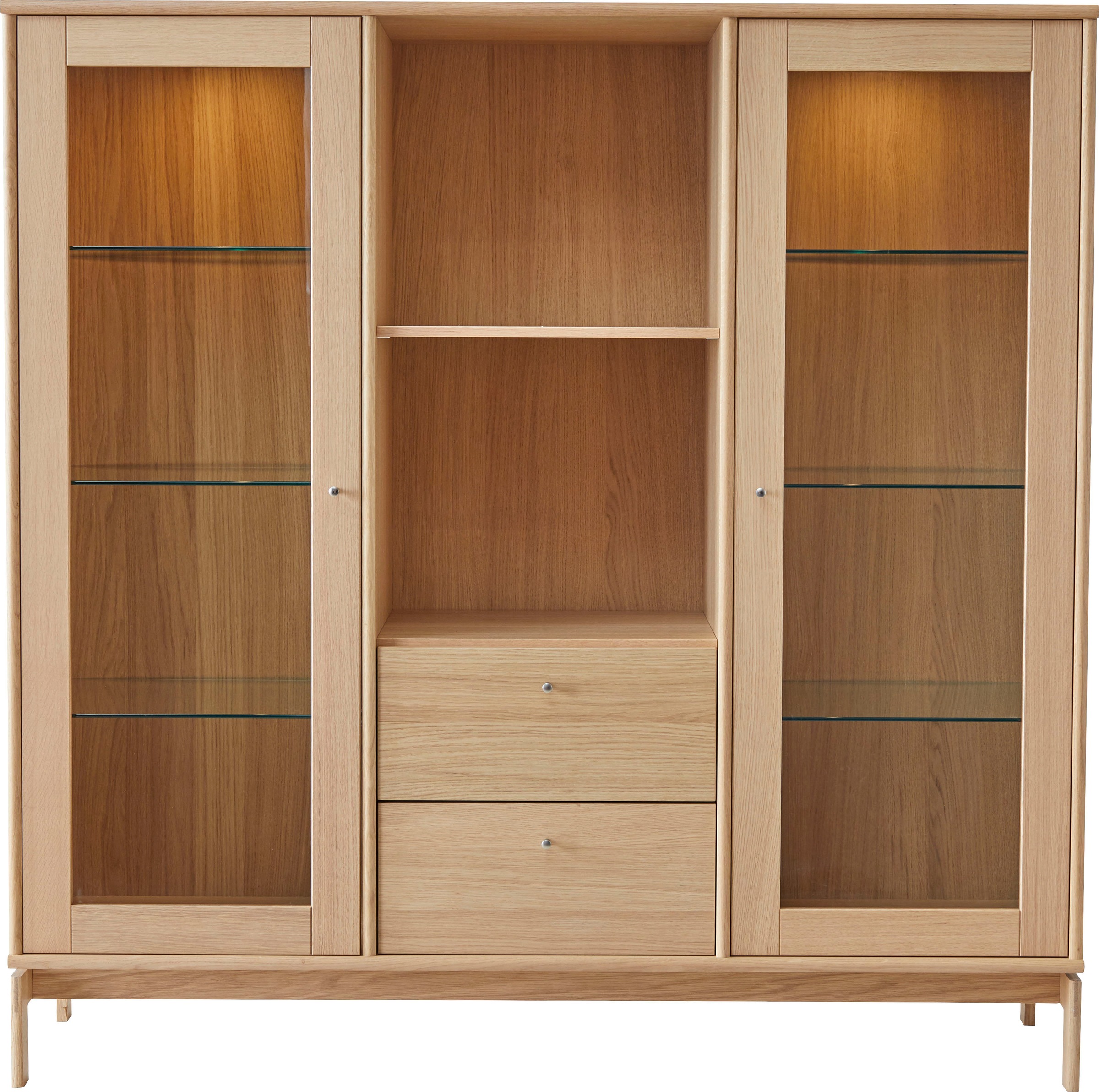 Hammel Furniture Vitrine »Mistral Glasschrank, Standvitrine«, Eiche, mit Türen und Schubladen, B: 133 cm, anpassungsbar Designmöbel