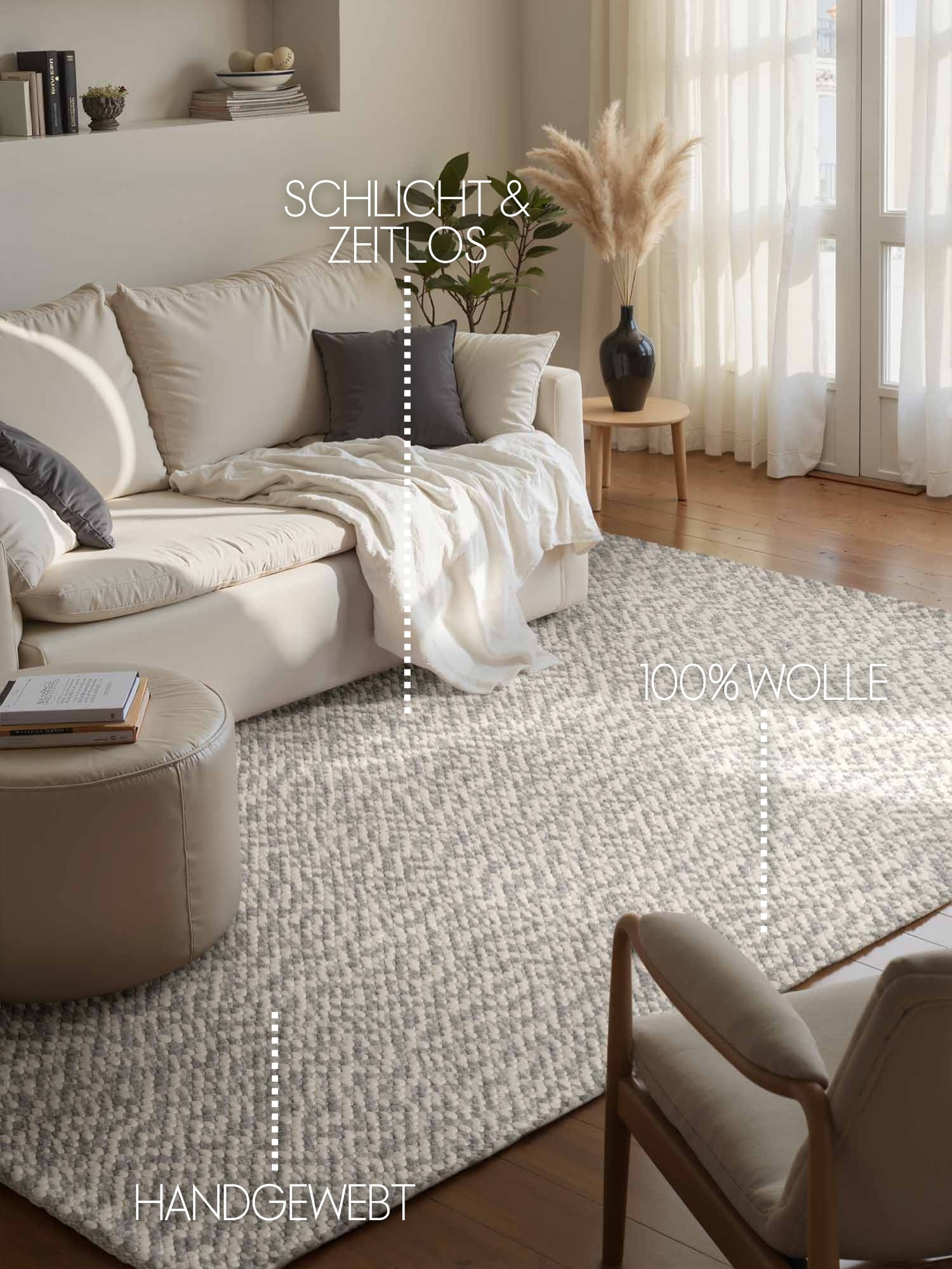 ELLE DECORATION Wollteppich »Beans« rechteckig 10 mm Höhe Handweb Teppich Wolle, Perlenstruktur, Wohnzimmer, Schlafzimmer, Flur