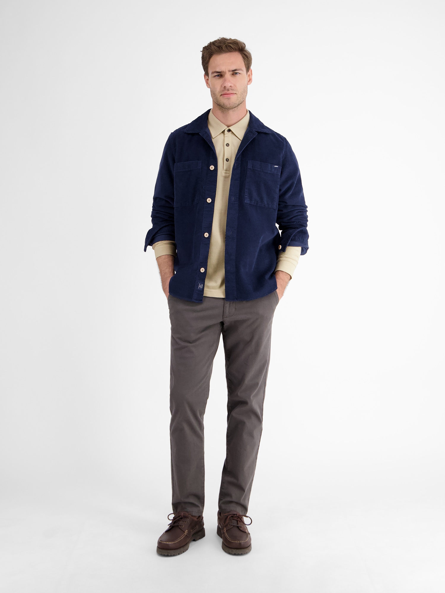 LERROS Langarm-Poloshirt »Herren-Langarmpolo in Waffeloptik«