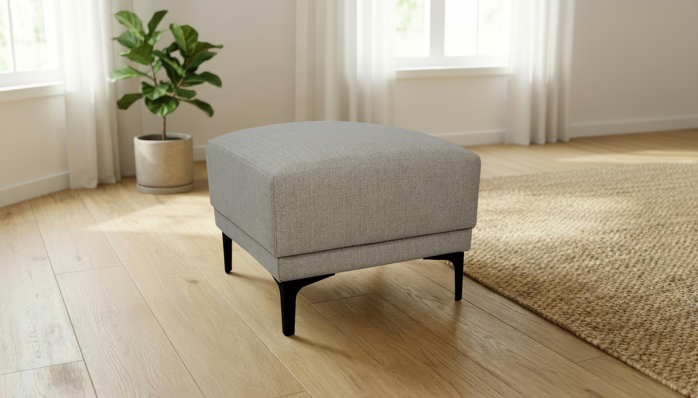 OTTO home Polsterhocker »Xander« 1 Stk. tlg. Breite 58 cm, Soft-Touch Chenille, schwarze Metallfüße