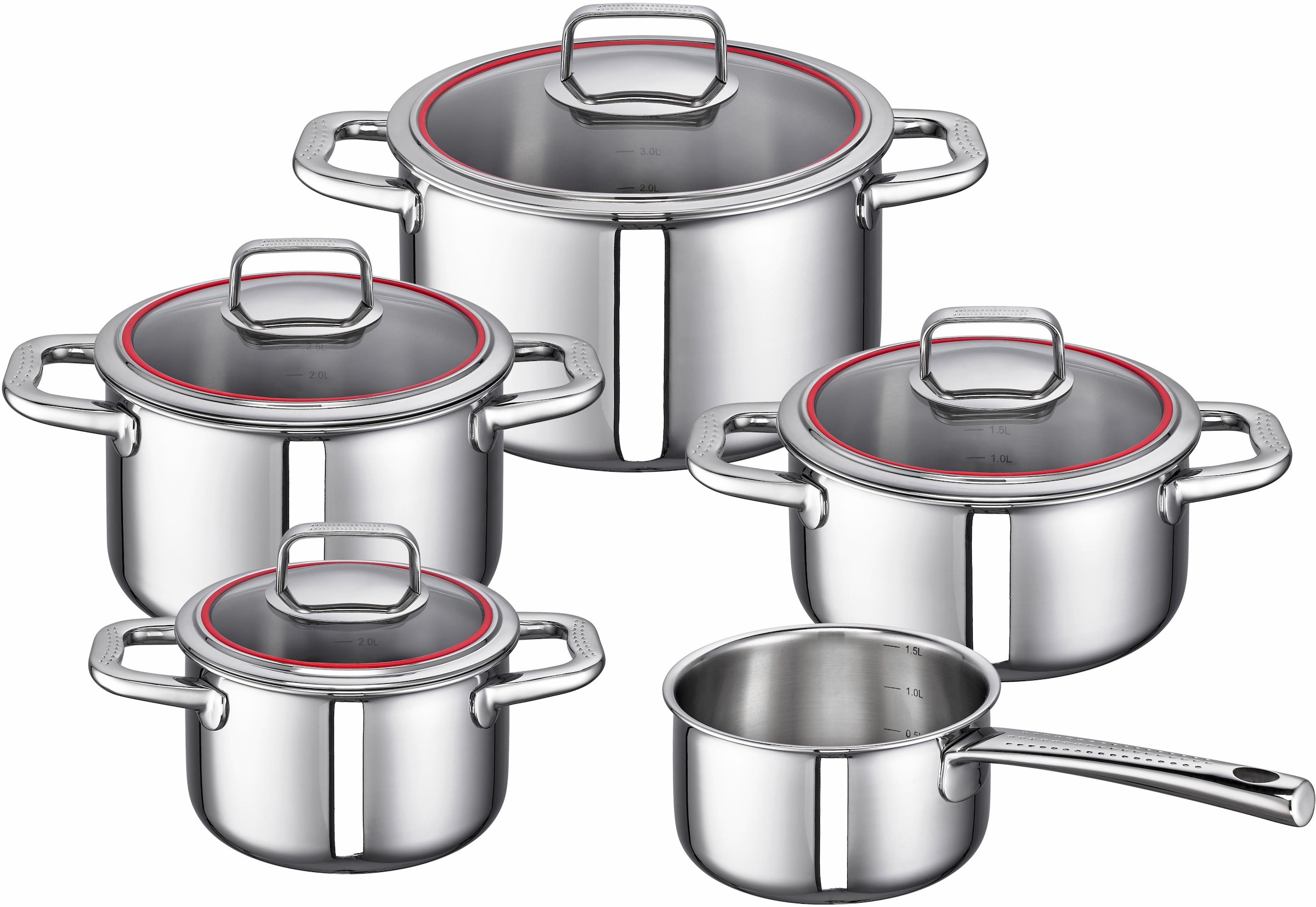 Topf-Set »Valentina«, Edelstahl-Aluminium, (Set, 9 tlg., Bratentopf Ø 20 cm,...