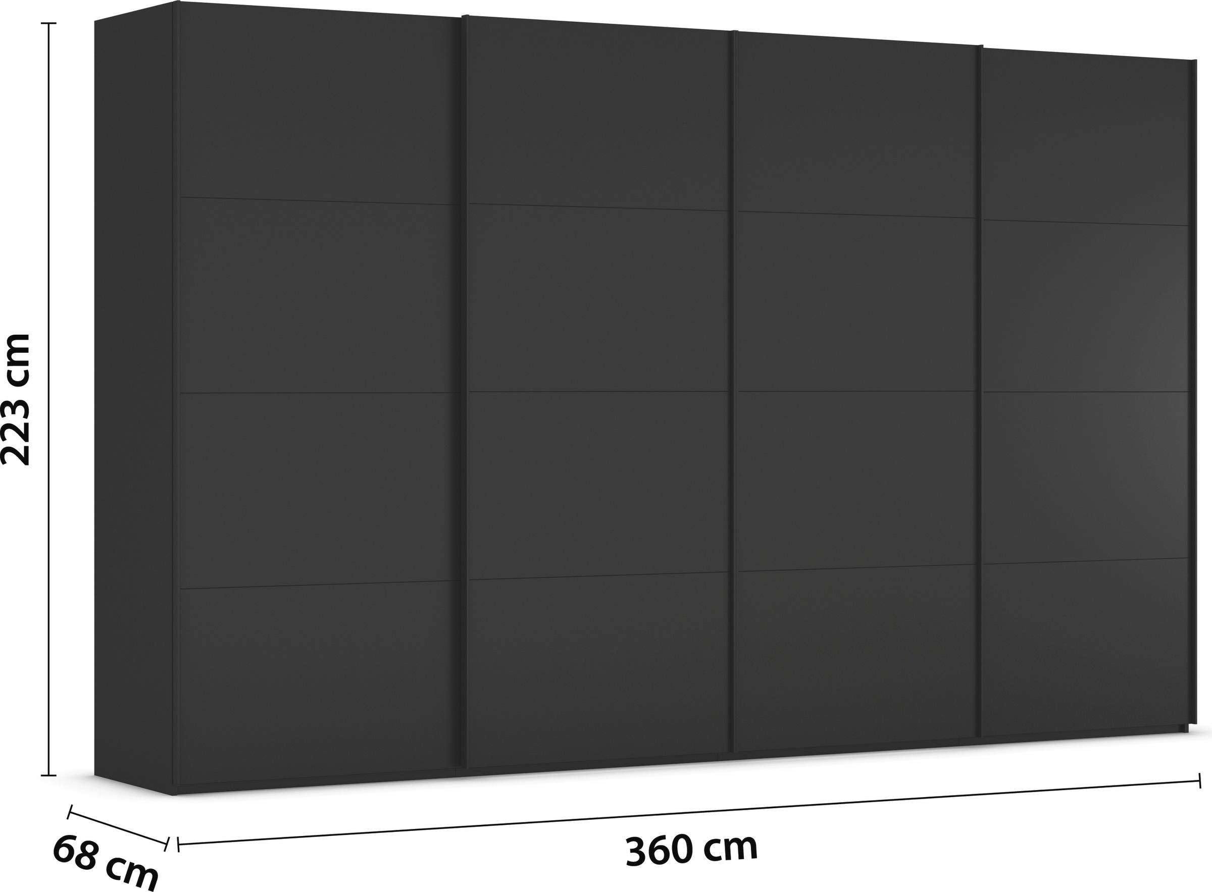 rauch Schwebetürenschrank »Kleiderschrank Schrank Garderobe Schlafzimmerschrank SCALE-FYRA«, edle viergeteilte Türen viele Farben und Griff-Farben MADE IN GERMANY