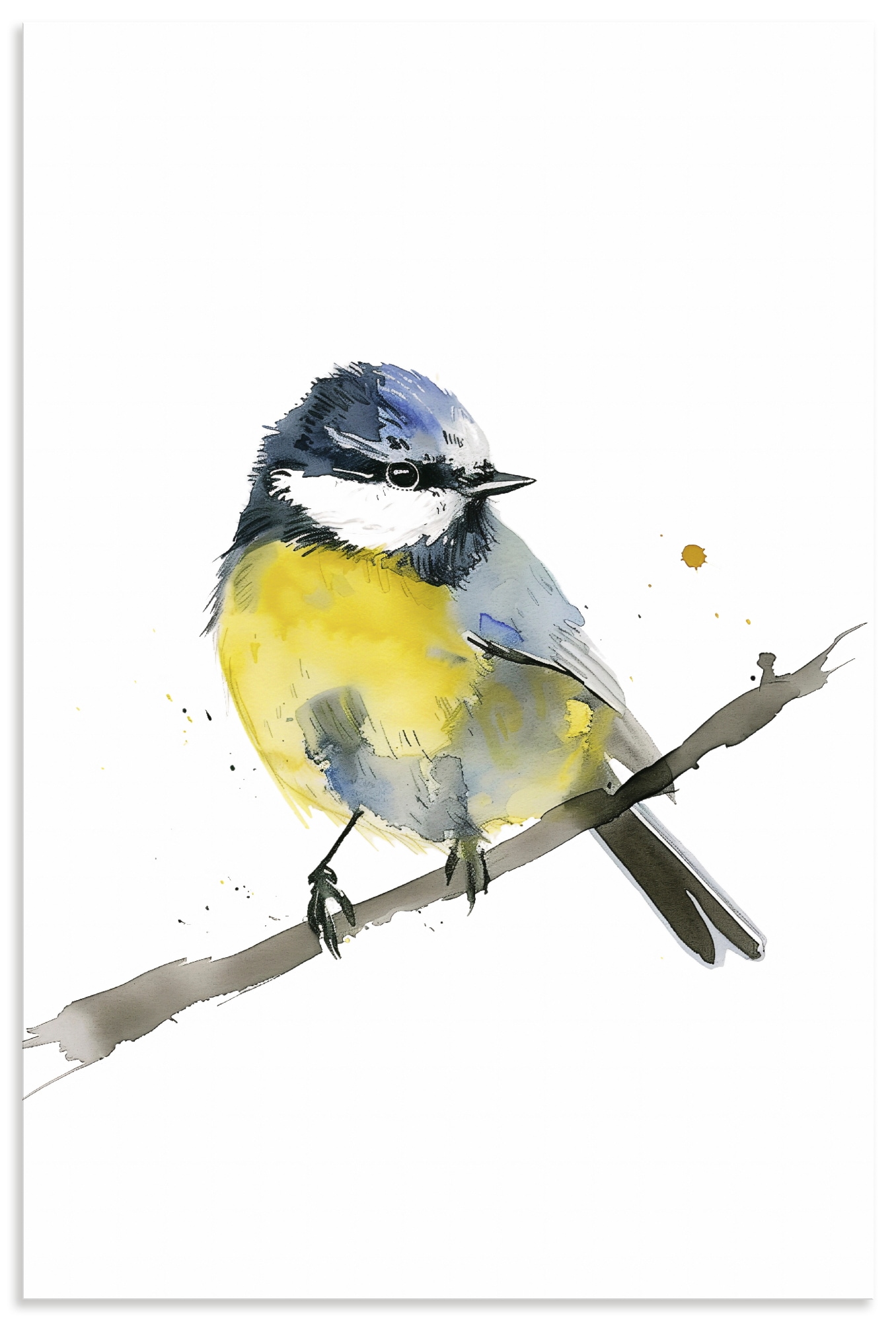 Wandbild ARTLAND "Aquarell Blaumeise", farbe bild(er): gelb, B:40cm H:60cm, Alu Dibond, Bilder, als Alubild, Leinwandbild, Poster, Wandaufkleber in verschied. Größen