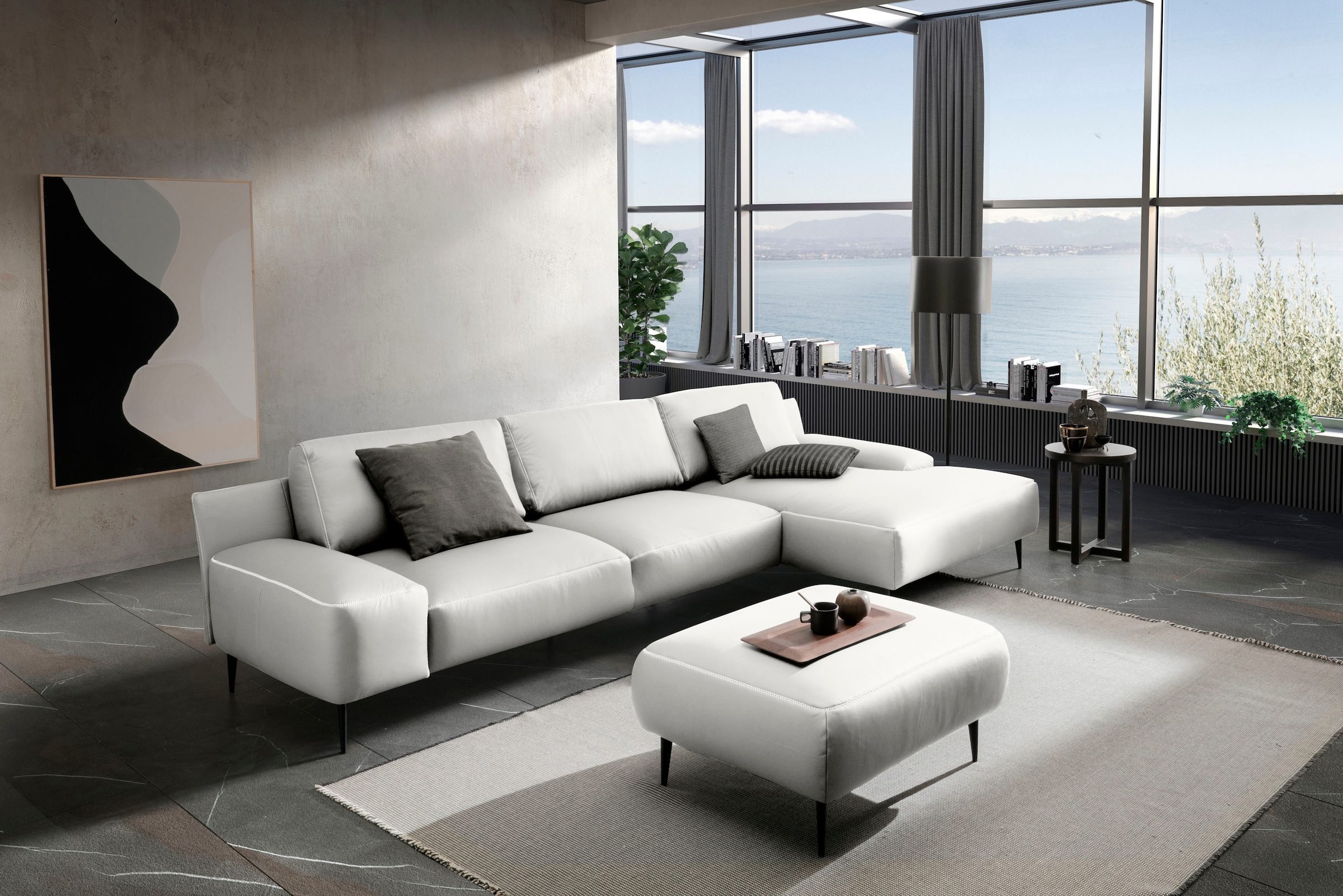 designwerk Hocker »Forma, zeitloser Desighocker mit aktuellem Fuß«, in hochwertiger Verarbeitung & tollem Sitzkomfort