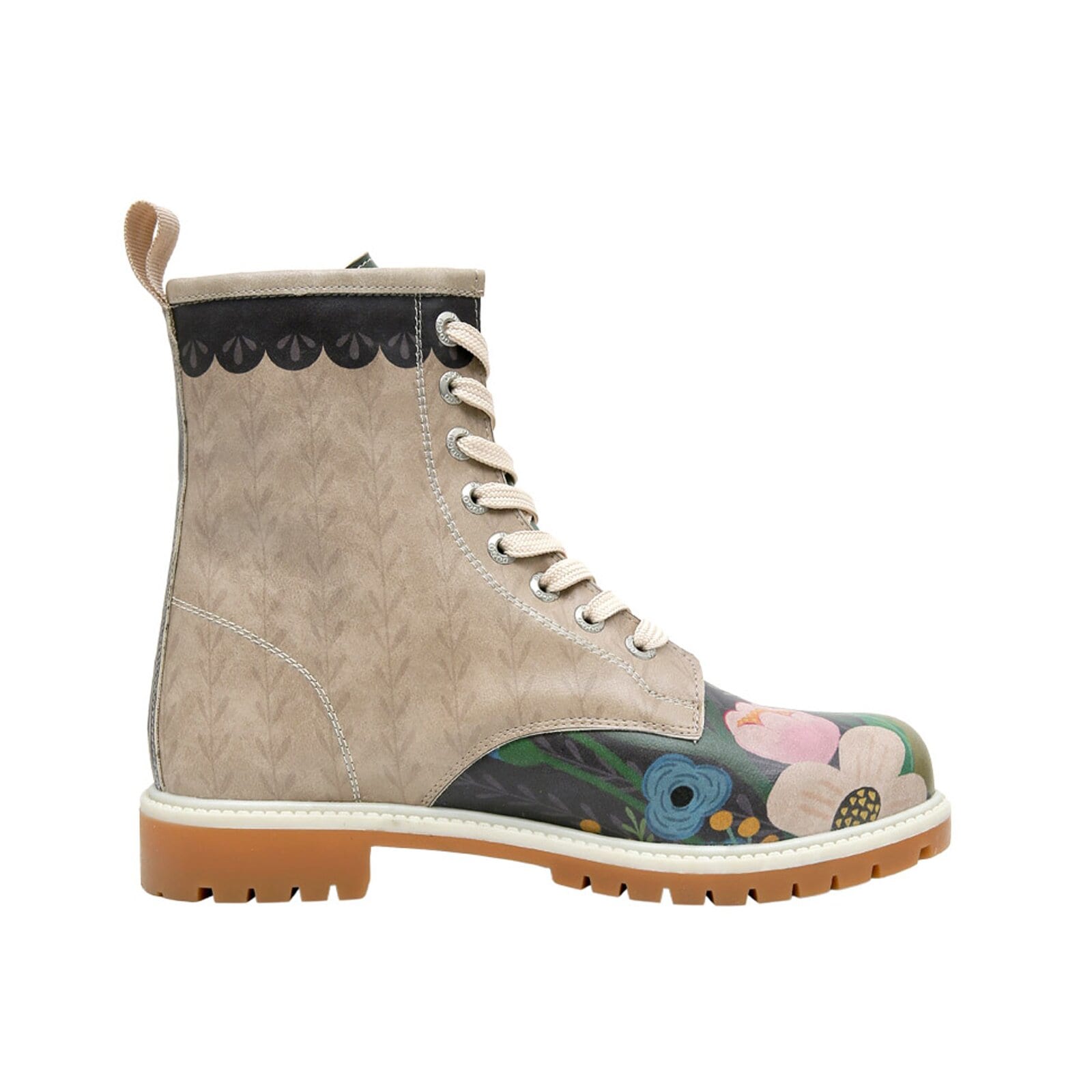 Thumbnail - DOGO Schnürboots "Longe Boots Schnürstiefel Bear And Flowers Damen Stiefeletten", Handgefertigt