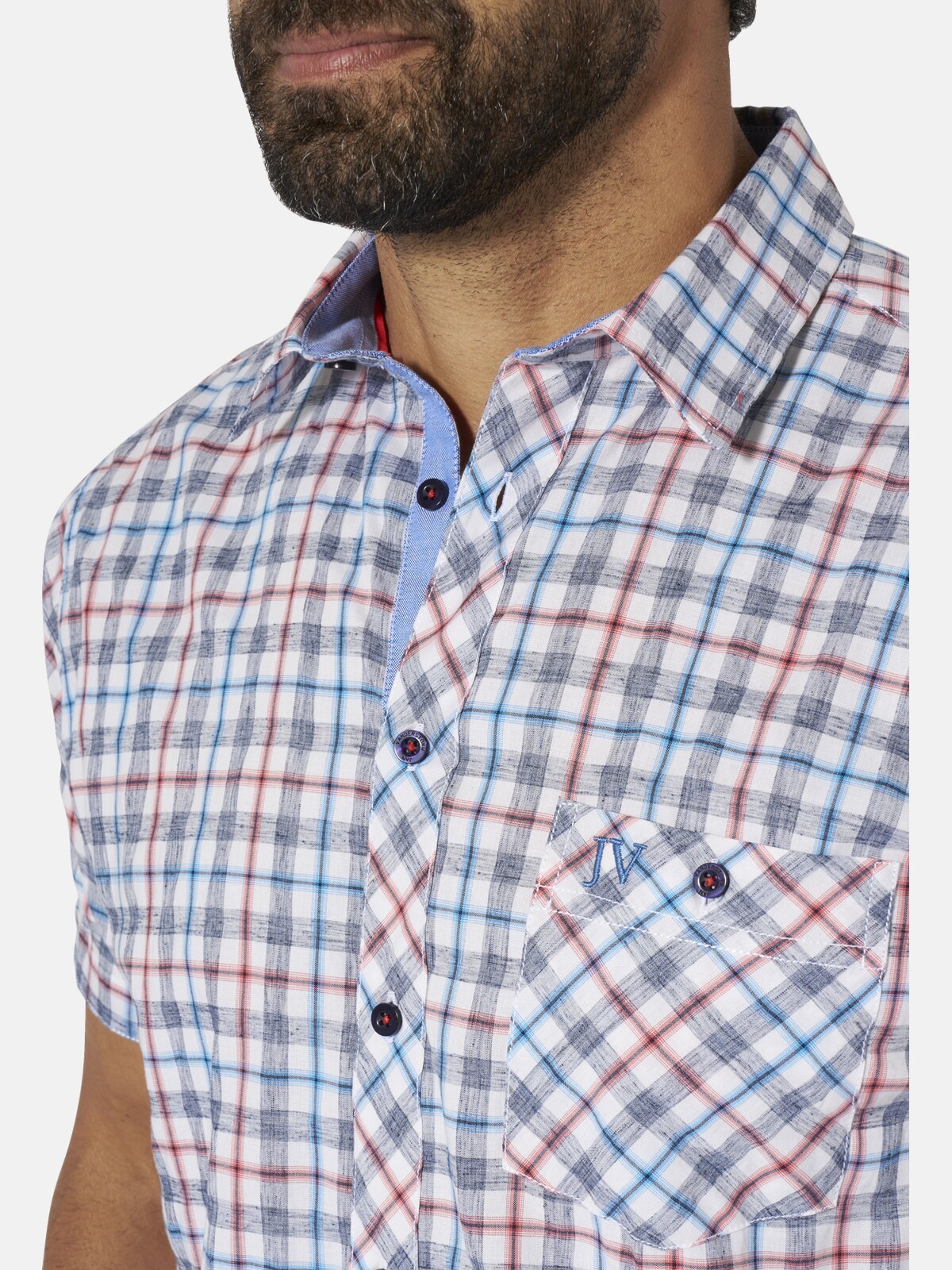 Jan Vanderstorm Bendiks Short Sleeve Shirt Blue Check XL 3