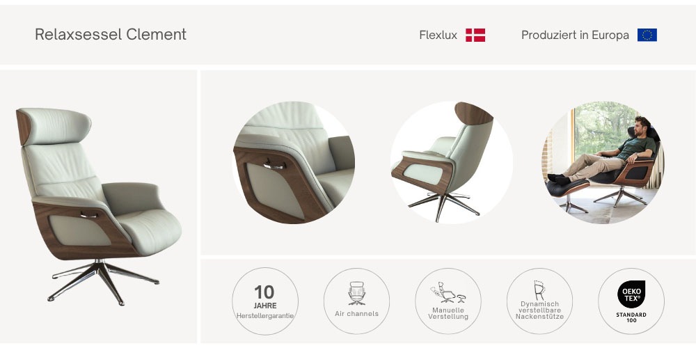 FLEXLUX Relaxsessel "Rücken u. Kopfverstellung, ergonomisch, Airchannels, k günstig online kaufen