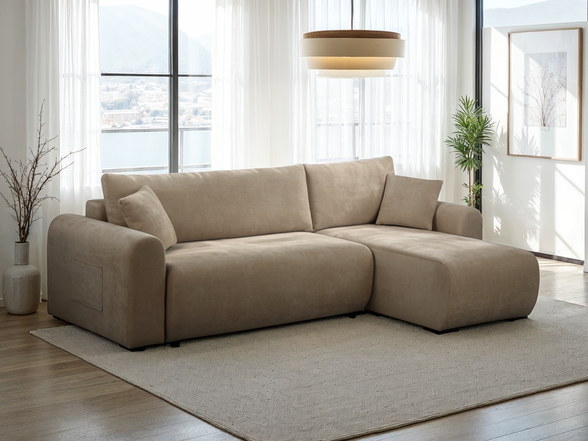 OTTO home Ecksofa "JONAA Feinstruktur L-Form, 241cm. OTTO. Verlässliche Qualität" Tonnentaschen-Federkern, Bettkasten, Schlafsofa (133/200)