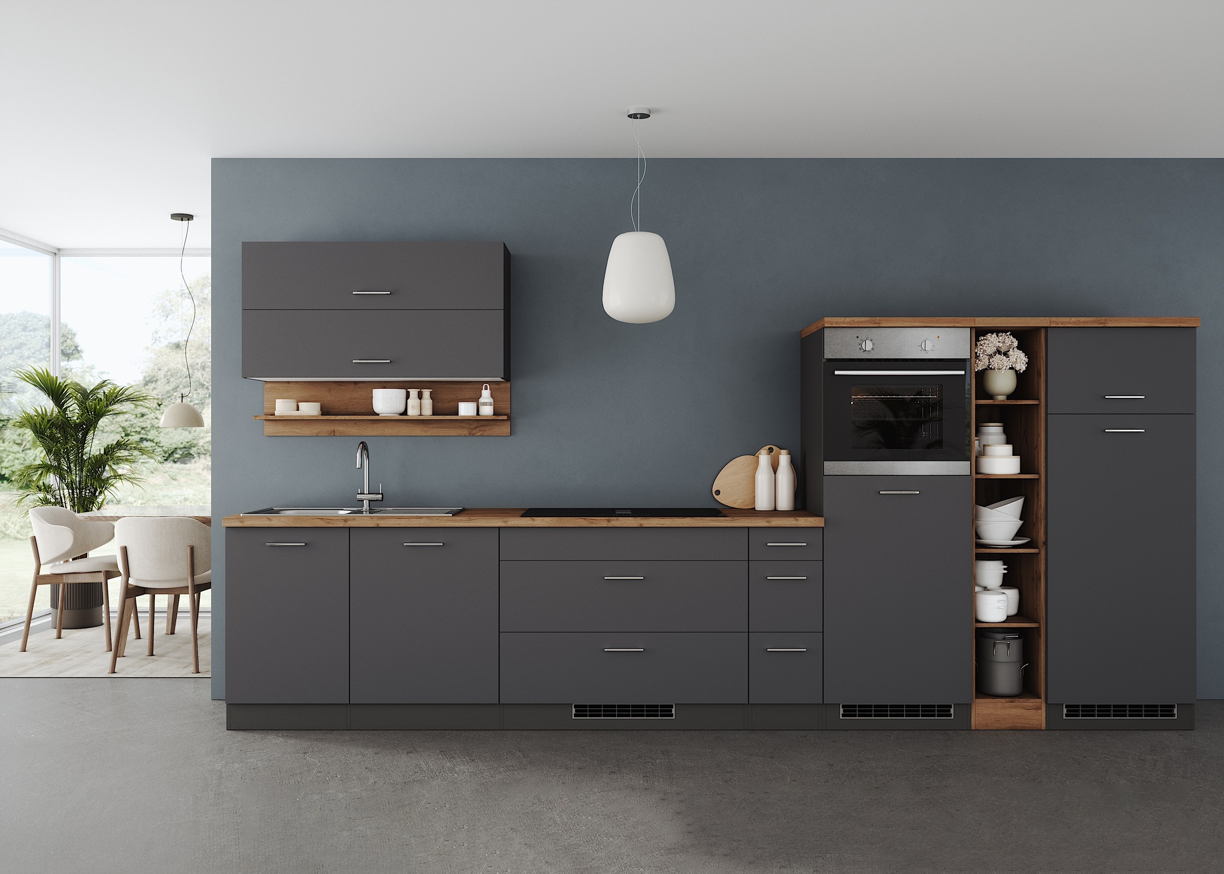 KOCHSTATION Küchenzeile "KS-Milan, optional mit Muldenlüfter" Breite 390 cm günstig online kaufen