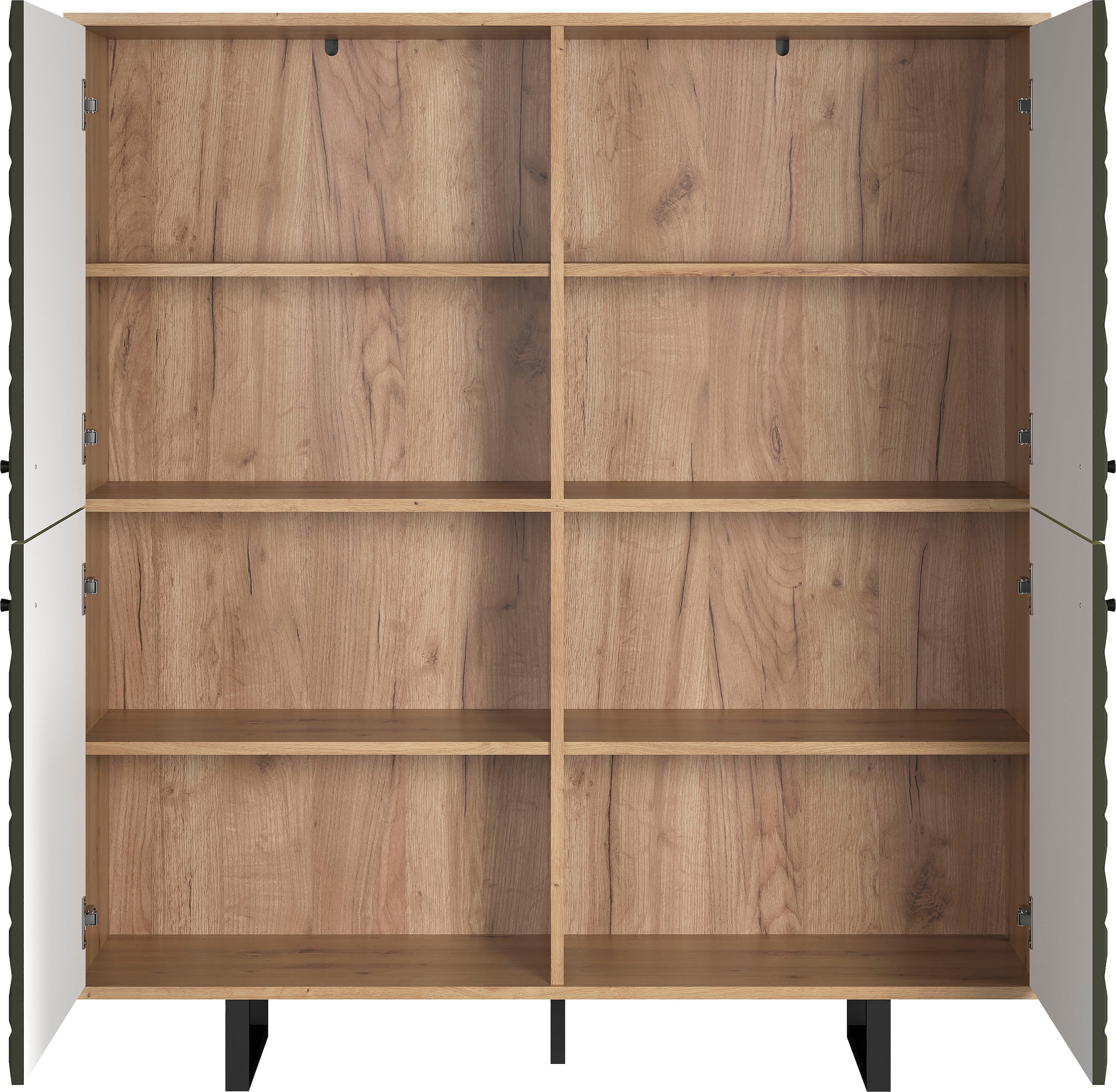 Home affaire Highboard »Ferretti« Sideboard mit besonderer Fräsung - Füße und Griffe aus Metall