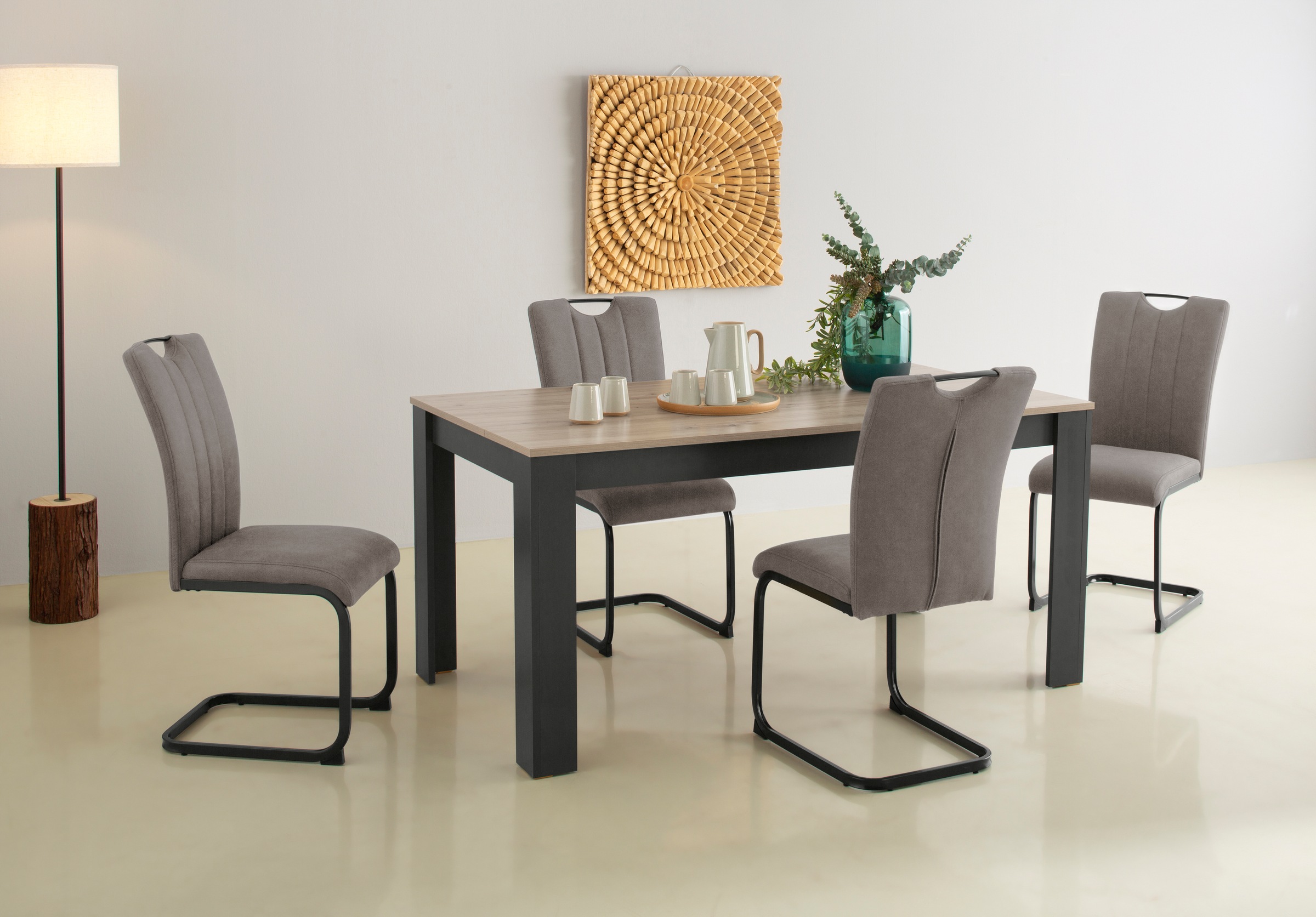 Home affaire Essgruppe "Napoli" Set, 4 Freischwinger + 1 Esstisch, 5 Stk. t günstig online kaufen