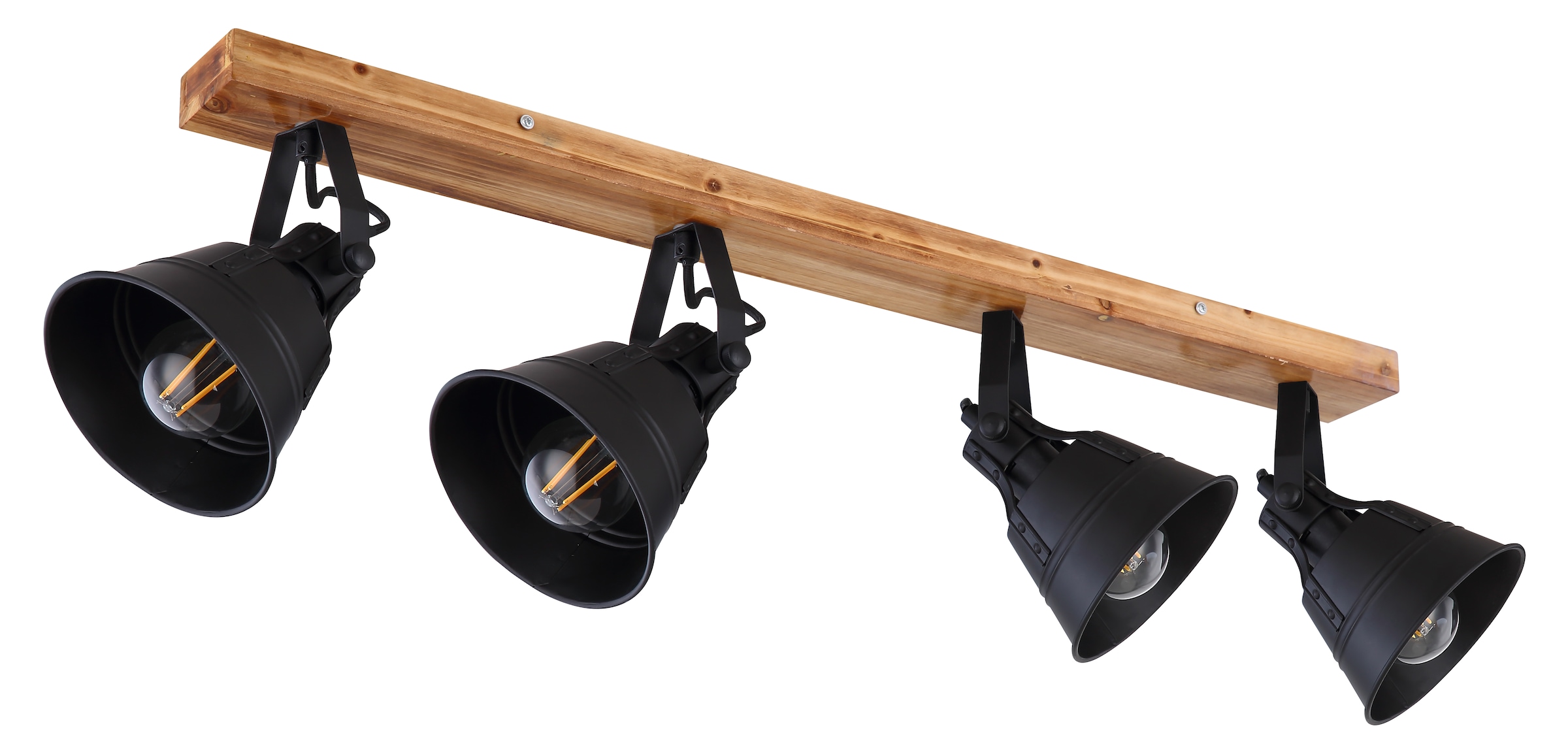 GLOBO LIGHTING Deckenstrahler »GÜNTHER«, Leuchtmittel E27 | ohne Leuchtmittel, Strahler/Holz/schwarz matt/Wohnzimmer/Flur/Arbeitszimmer