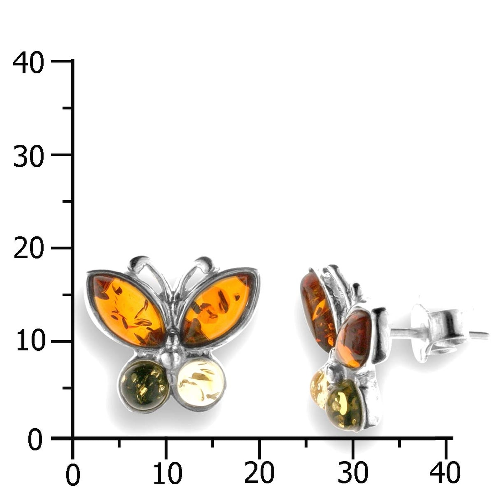 OSTSEE-SCHMUCK Paar Ohrstecker »- Schmetterling - Silber 925/000 - Bernstein«